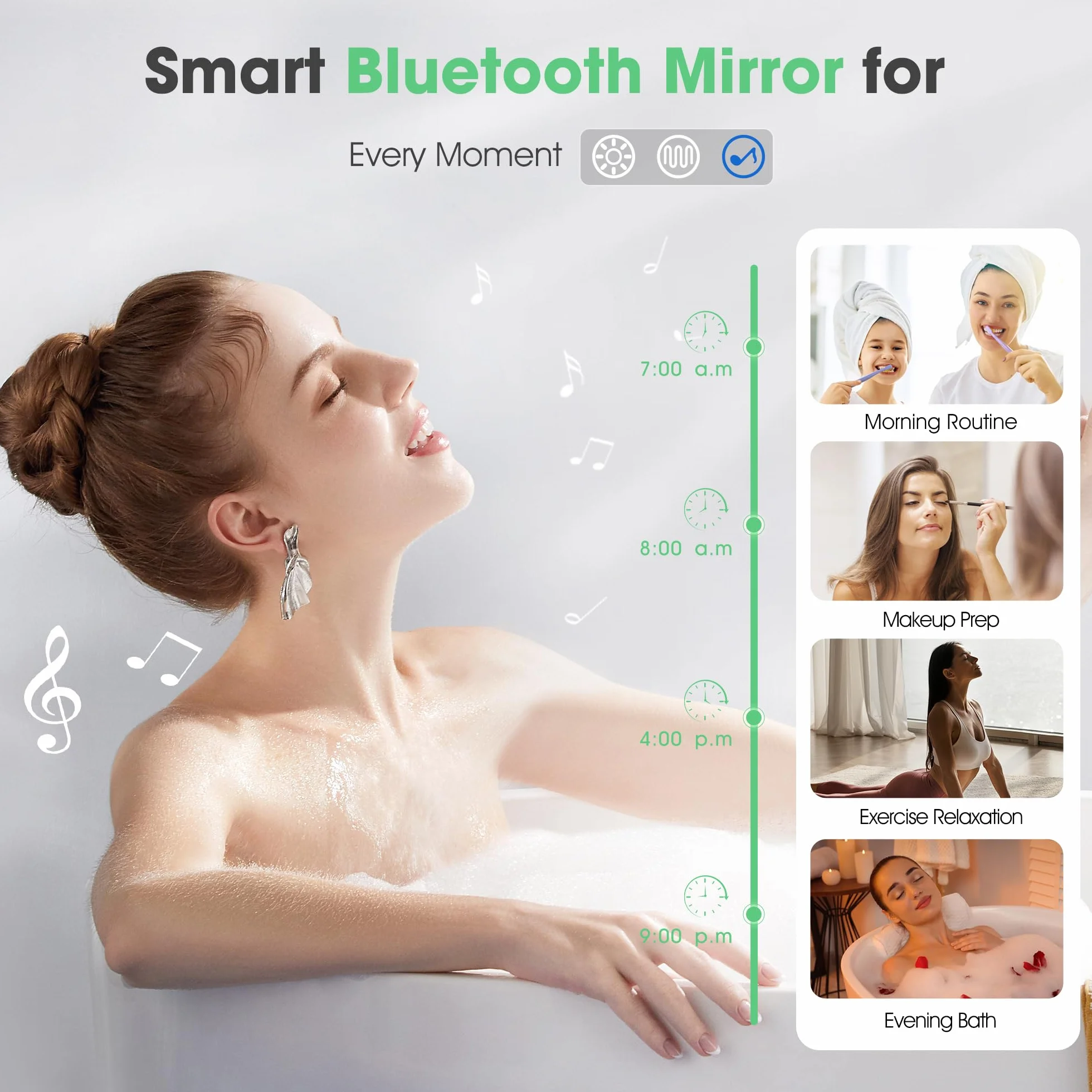 Lustro łazienkowe z oświetleniem LED 600x900 mm Bluetooth IP44 ściemniane