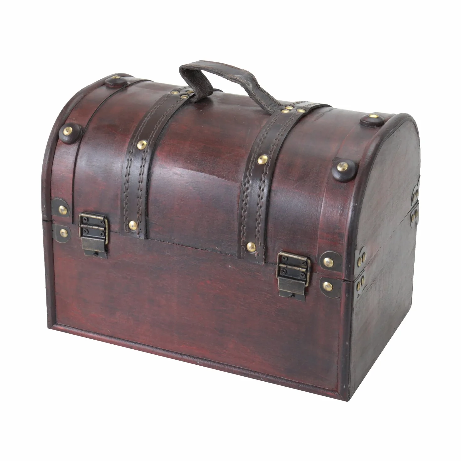 HMF 6404-130 Drewniana skrzynia na skarby z zamkiem, 30 x 20 x 22 cm, mała, Włochy
