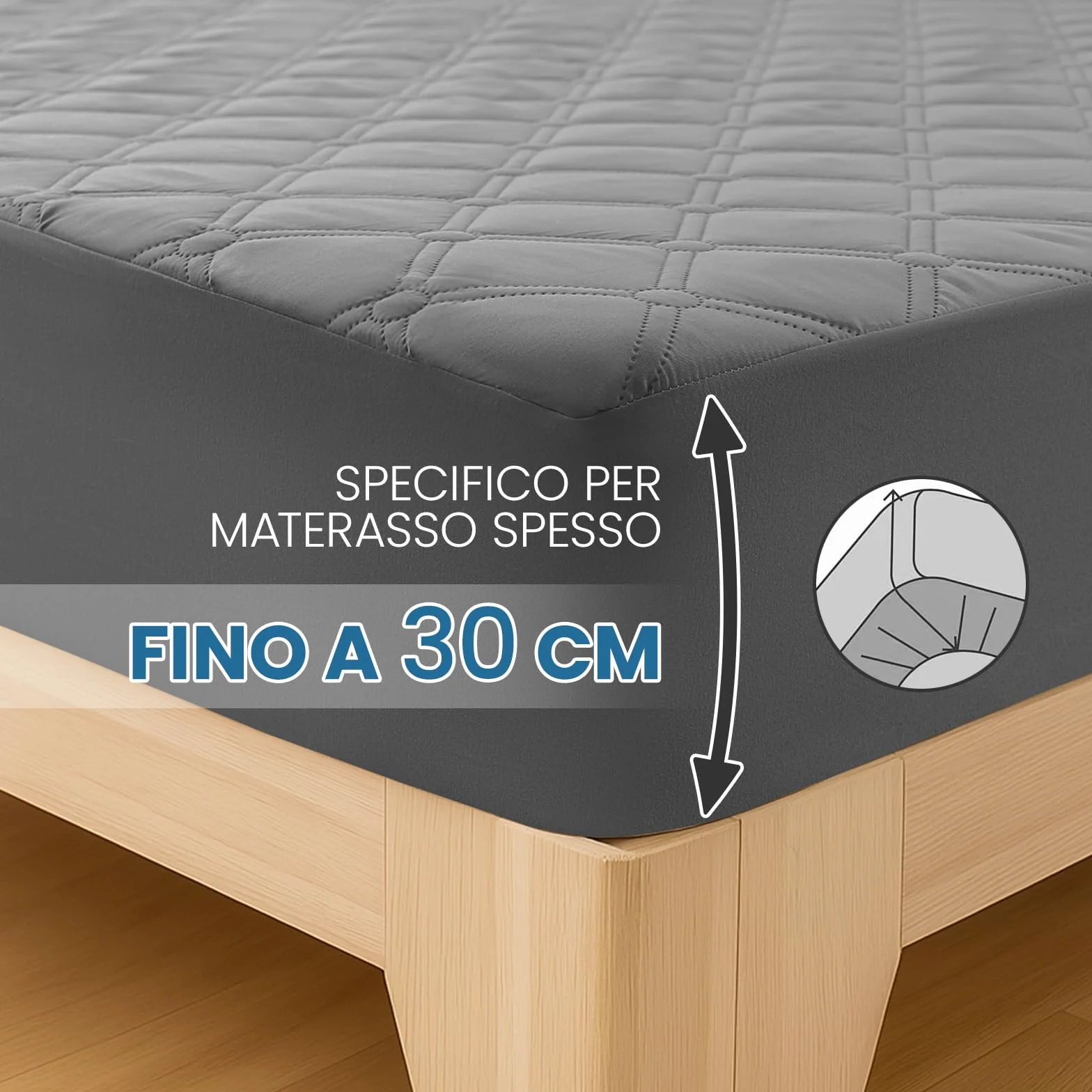 Ystyle Wodoszczelny Ochraniacz na Materac 90x200 CM, Hipoalergiczny Ochrona przed Roztoczami Można Prać Poszewka na Materac, Elastyczna Gumka na Całym Obwodzie do 30 CM, Szary