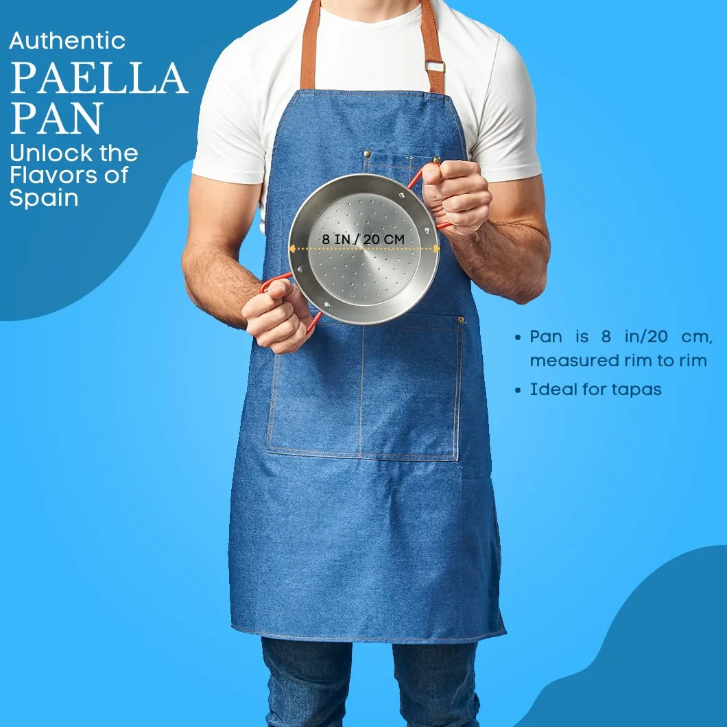 Garcima La Ideal Patelnia do paelli ze stali polerowanej, srebrna/czerwona, 20 cm