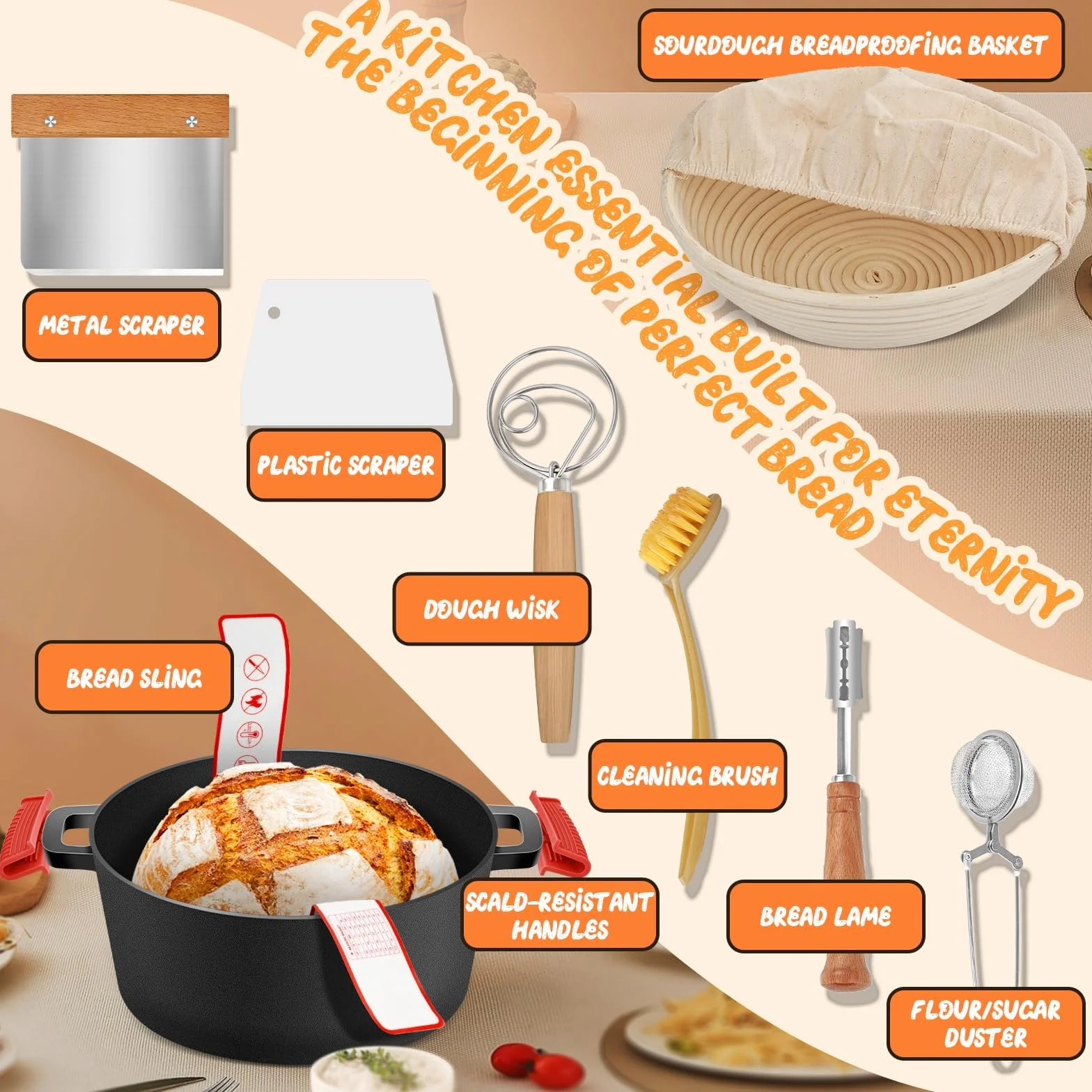 Żeliwny garnek Dutch Oven 26 cm do pieczenia chleba z pokrywką 2 w 1