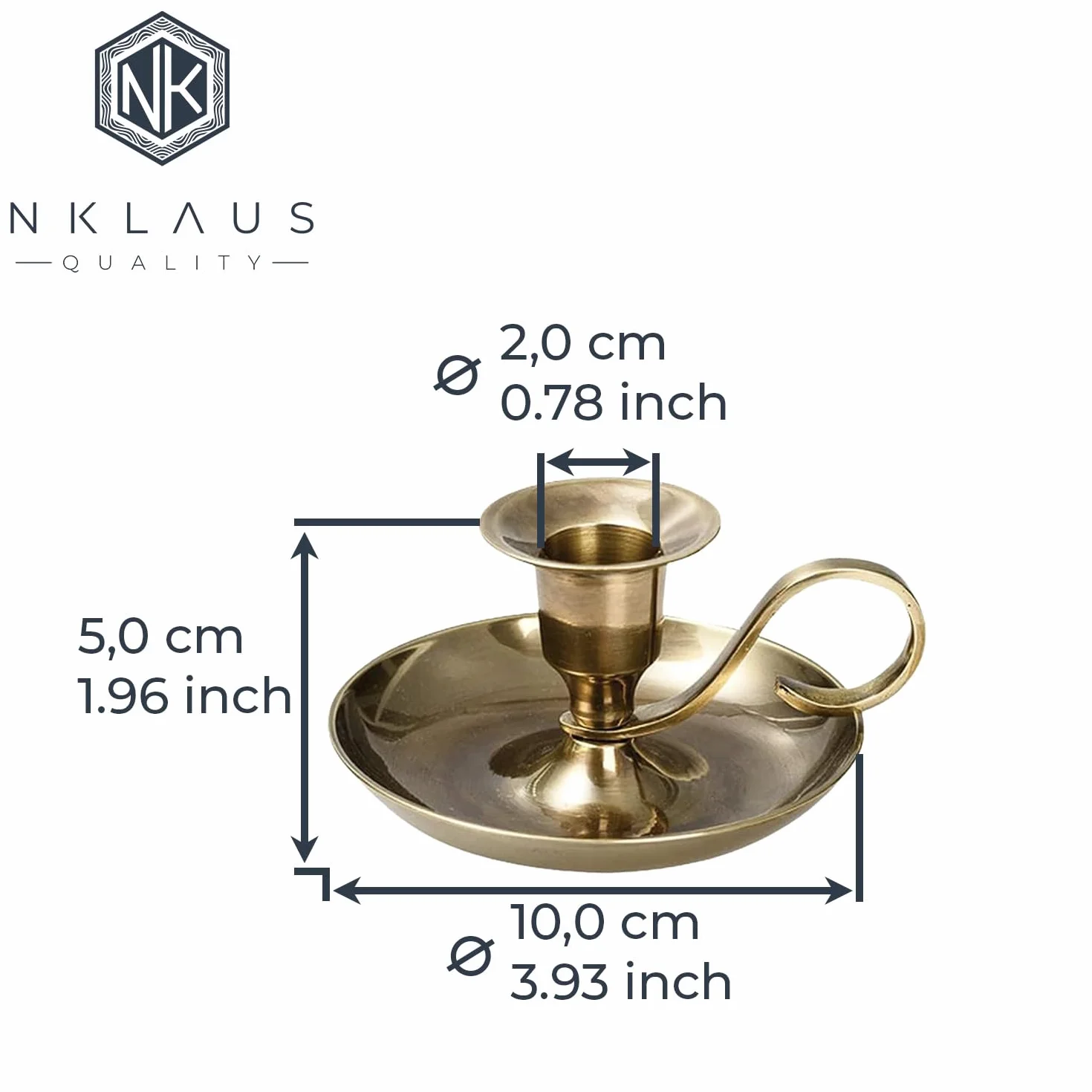 NKlaus Ręcznie świecznik klasyczny mosiądz złoty antyczny świecznik wysokość 5 cm do świec do Ø2 cm Świecznik 10891