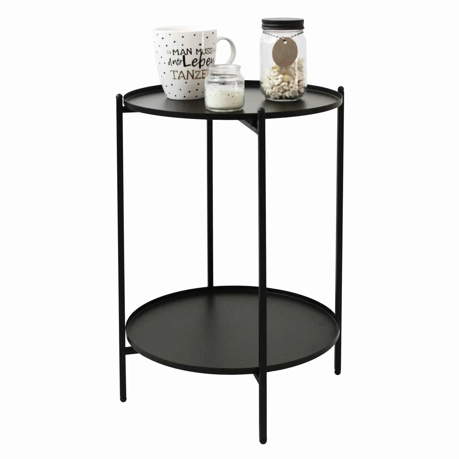 Stolik pomocniczy okrągły 35 cm wys. 50 cm metal czarny stolik kawowy stolik do salonu stolik kawowy