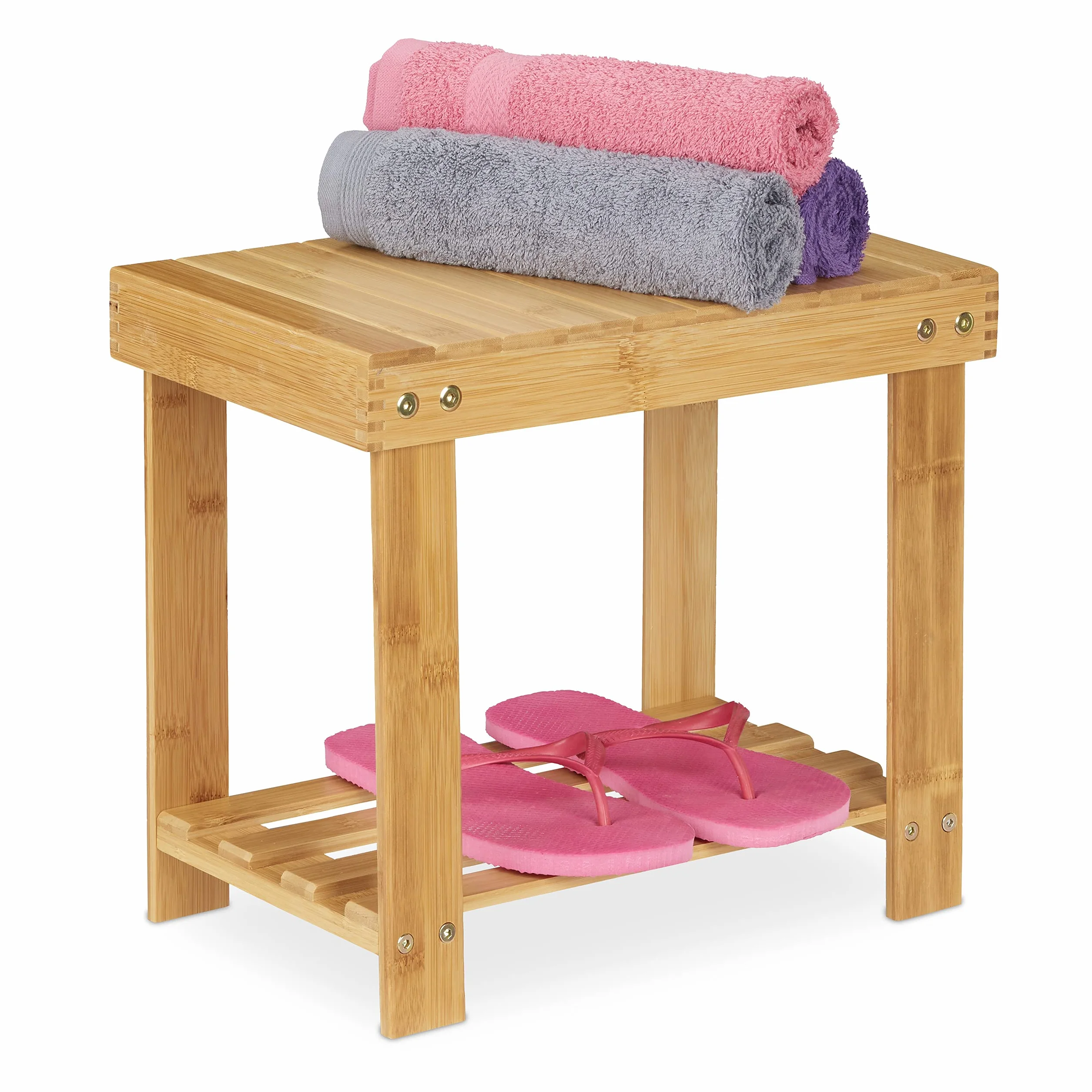 Relaxdays Podnóżek Bambusowy 100 kg 33,5 x 25 x 39 cm Naturalny
