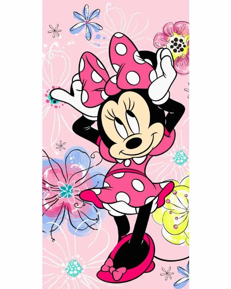 Jerry Fabrics Disney Minnie Mouse ręcznik kąpielowy, ręcznik plażowy, 70 x 140 cm, wielokolorowy