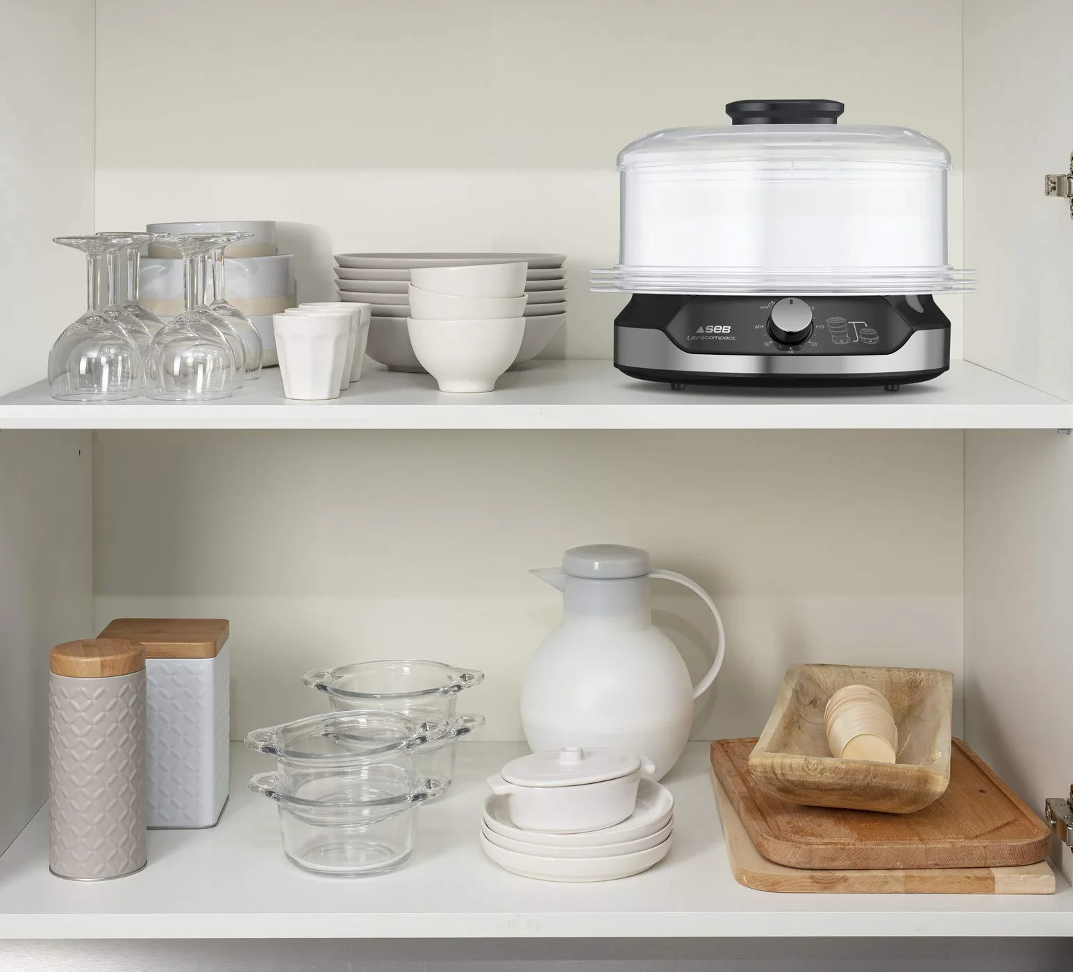 Tefal VC2048 Ultracompact parowar | system przechowywania w stos | zdrowe gotowanie | 3 nasadki bez BPA | timer 60-minutowy | napełnianie podczas gotowania | pojemność 9 l | w zestawie wkład do ryżu |
