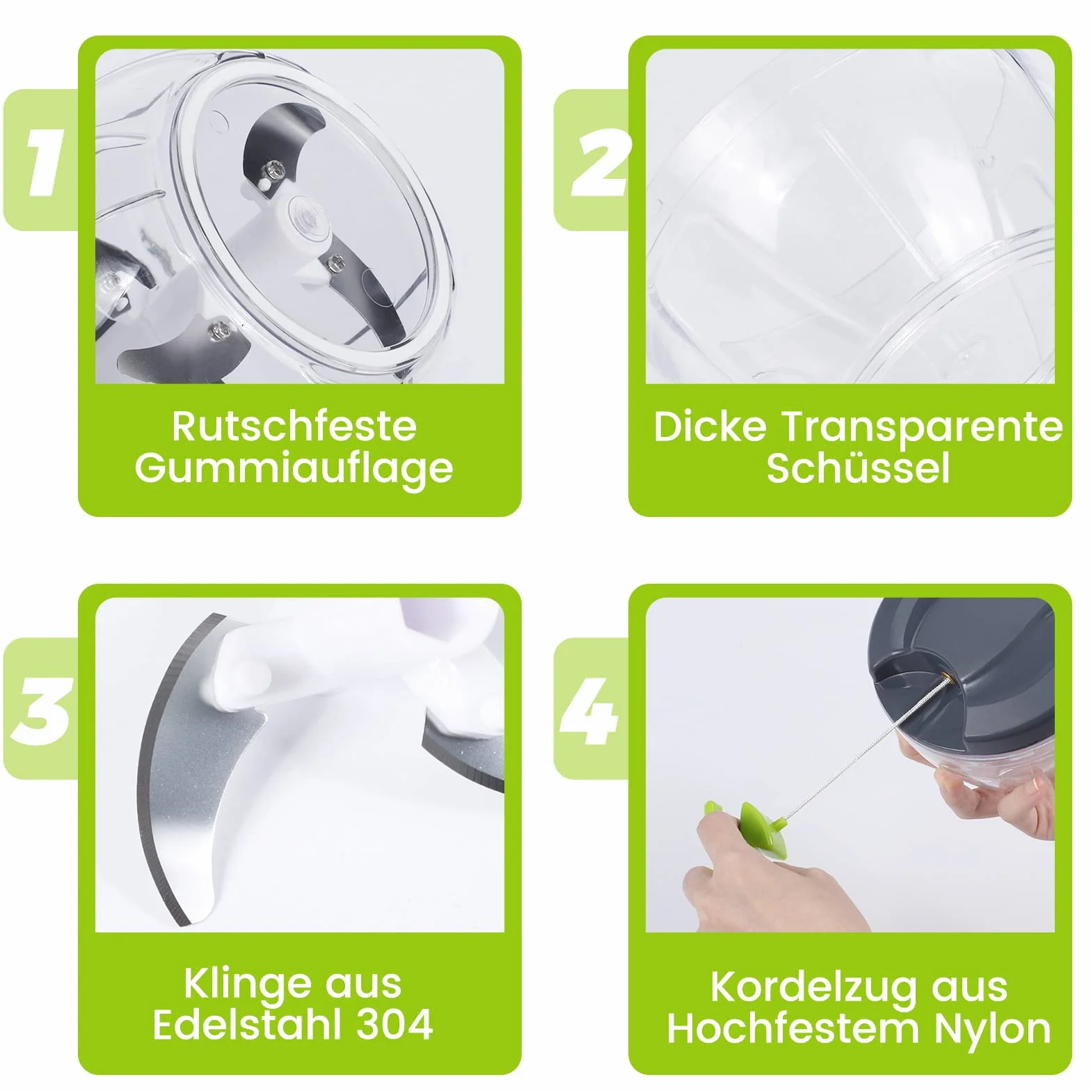 Krajalnica do cebuli, 520 ml Krajalnica do warzyw Ręczny siekacz do cebuli ze wspomaganiem, siekacz do cebuli Siekanie i miksowanie w 10 sekund Dodatkowe 3 ostrza ze stali nierdzewnej i 1 blender