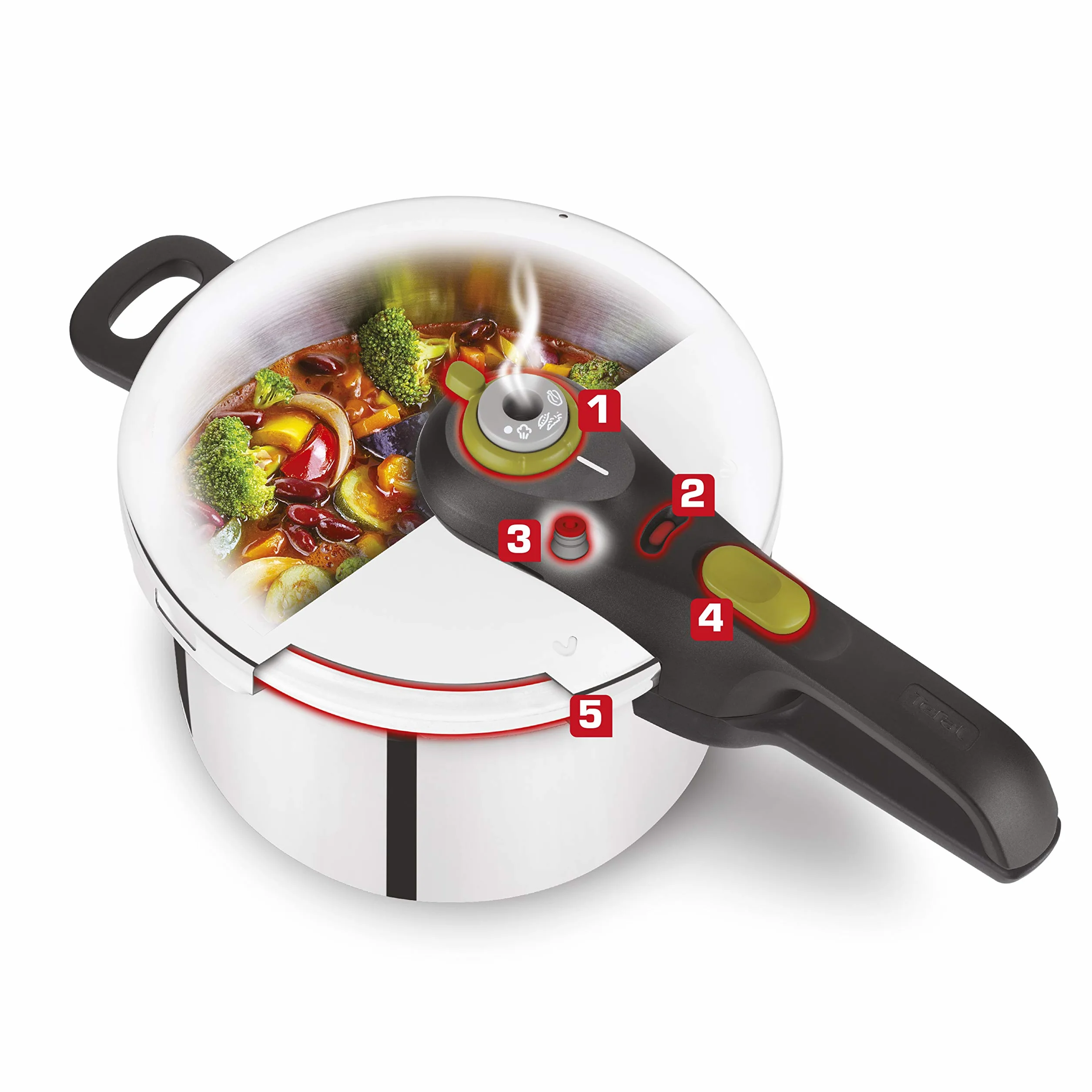 Tefal P25307 Secure Neo Szybkowar pojemność 6 l, dla 4-6 osób, szybkie rezultaty, 2 programy gotowania, srebrny/czarny