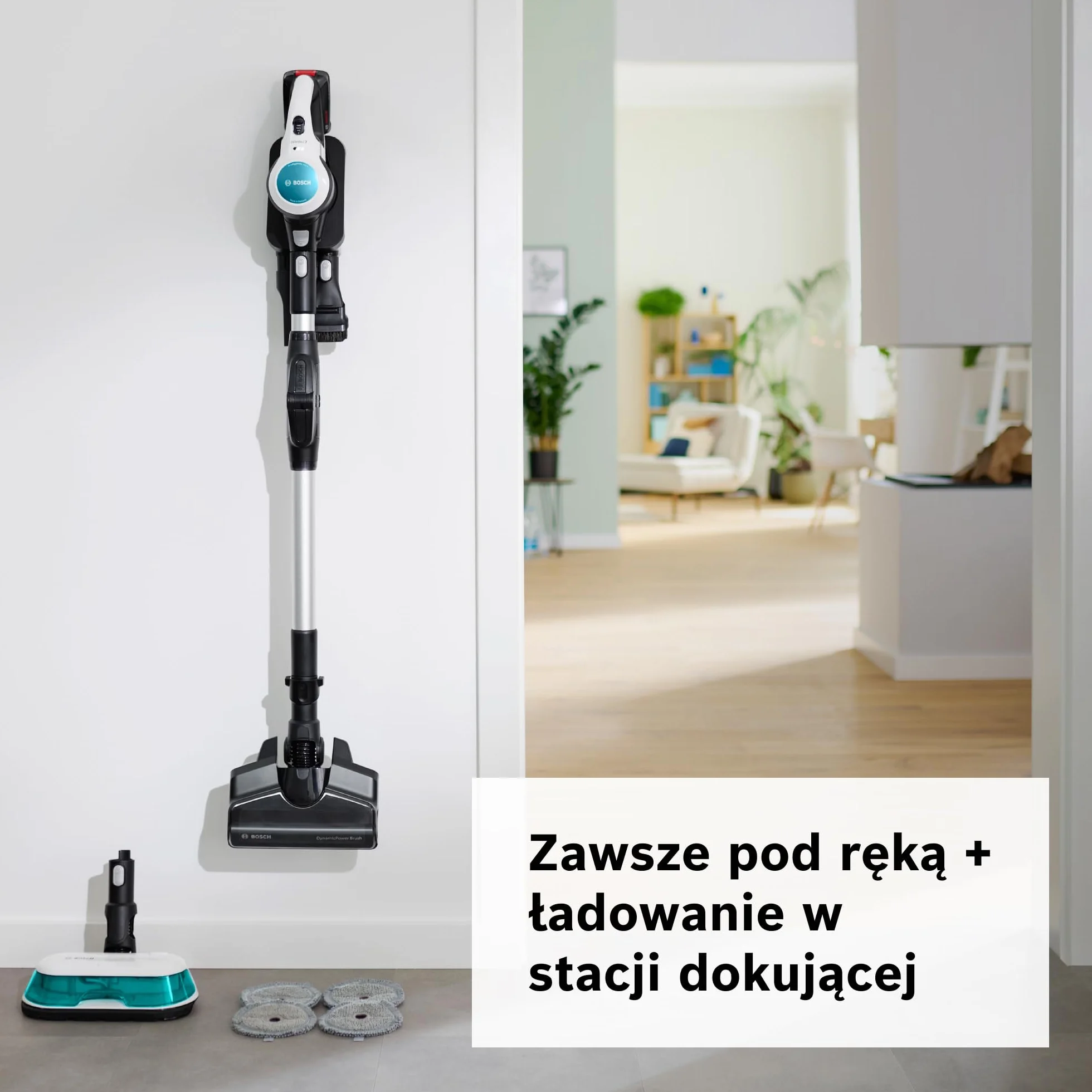 Bosch Unlimited 7 ProHygienic Aqua, Odkurzacz Bezprzewodowy 2w1 z Funkcją Mycia, DynamicAqua Mop, Elektroszczotka do Wszystkich Podłóg, Kolor Biały, BCS71HYG2