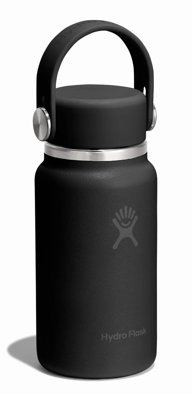 Hydro Flask Micro Hydro 200 ml – szczelna izolowana mini butelka z paskiem na klips – czarna