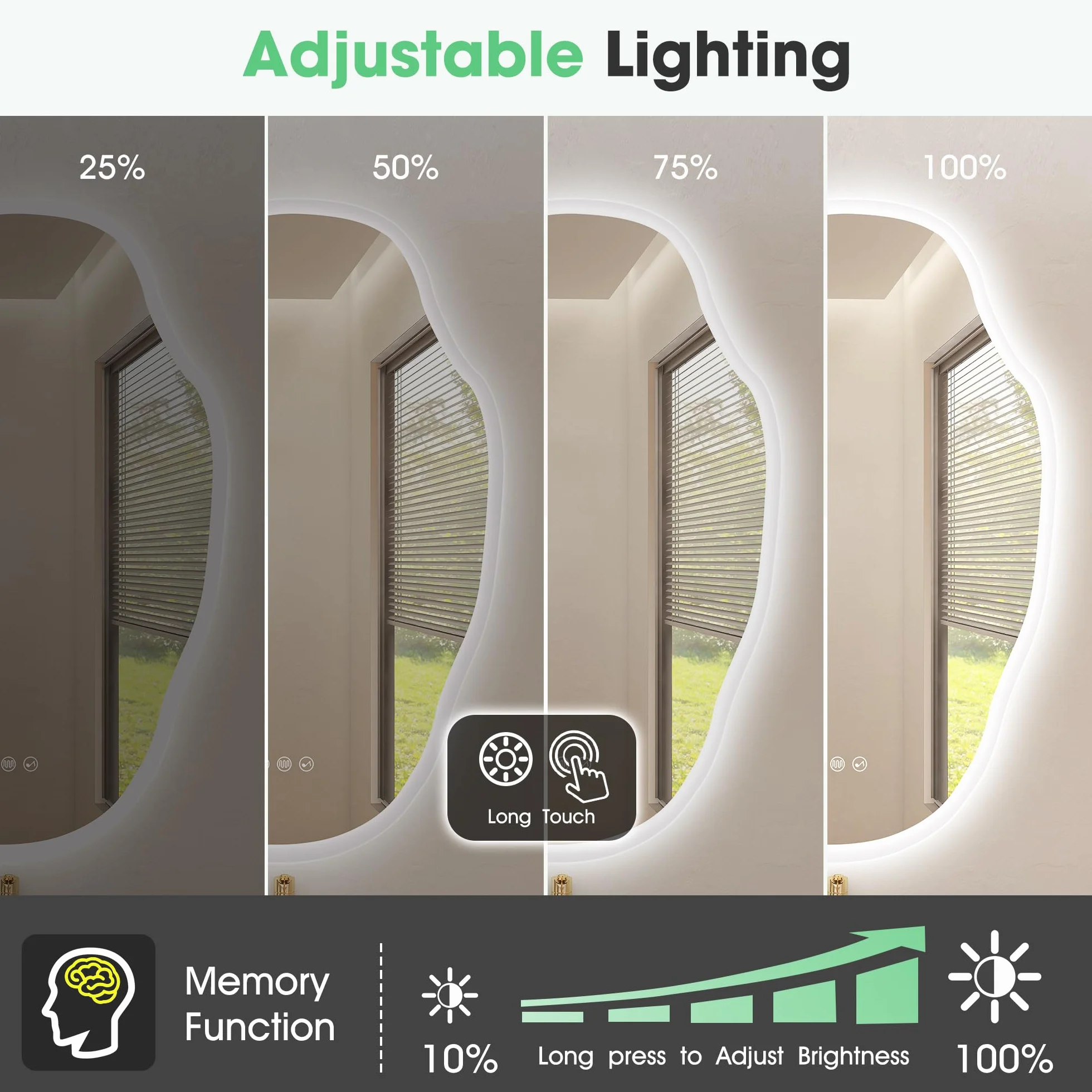 Lustro łazienkowe z oświetleniem LED 600x900 mm Bluetooth IP44 ściemniane