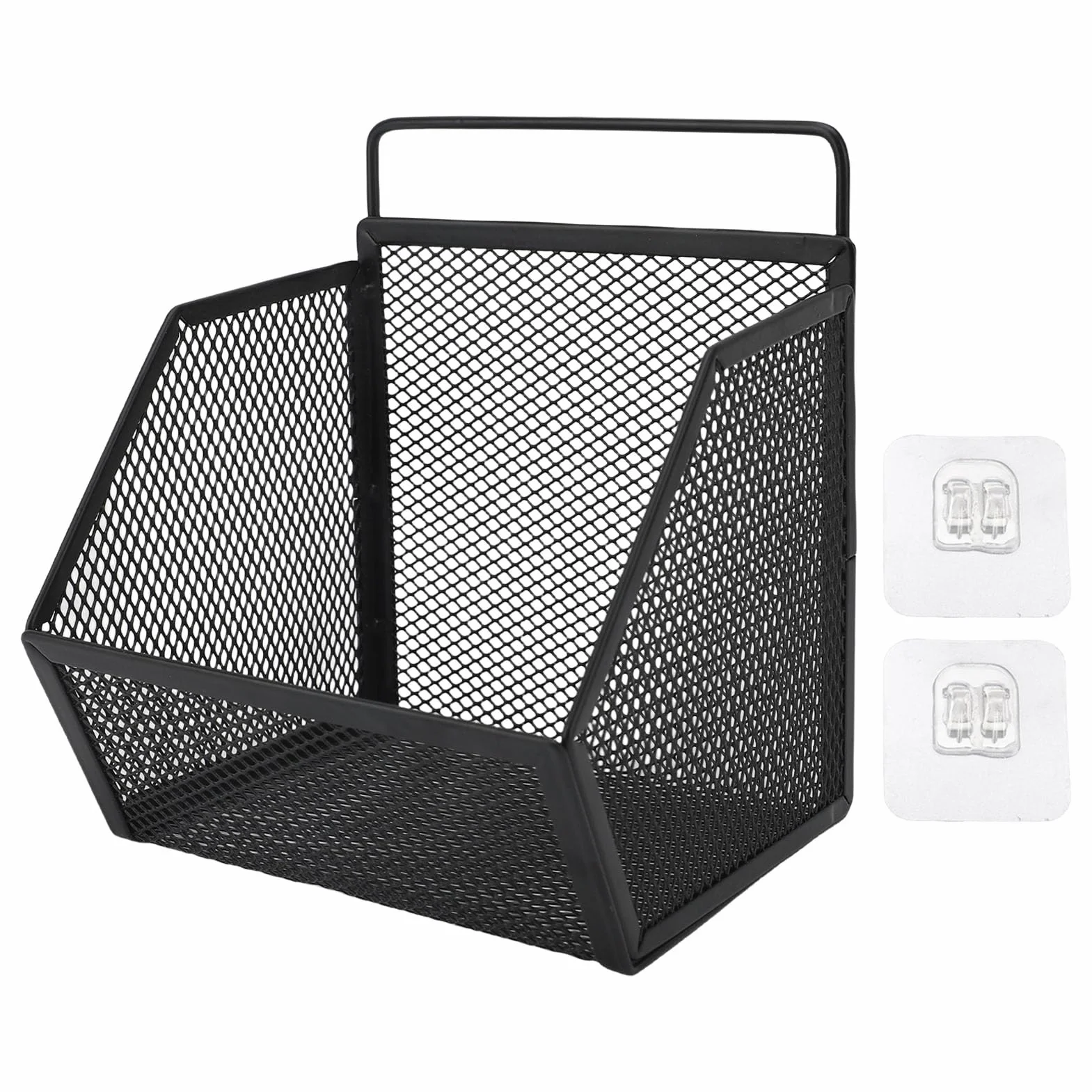 Annadue Annadue Samoprzylepny Kosz z Drutu Metalowego Otwarty Drut do Przechowywania w Kuchni w łazience, 13,2 X 10 X 15 Cm (WHITE) (WHITE) (BLACK)
