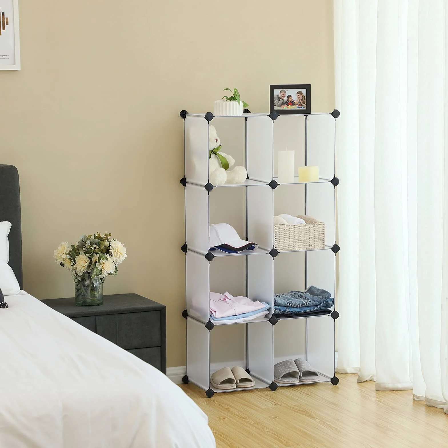 Songmics Regał, Tworzywo Sztuczne Pp, Biały, 93 x 31 x 123 cm