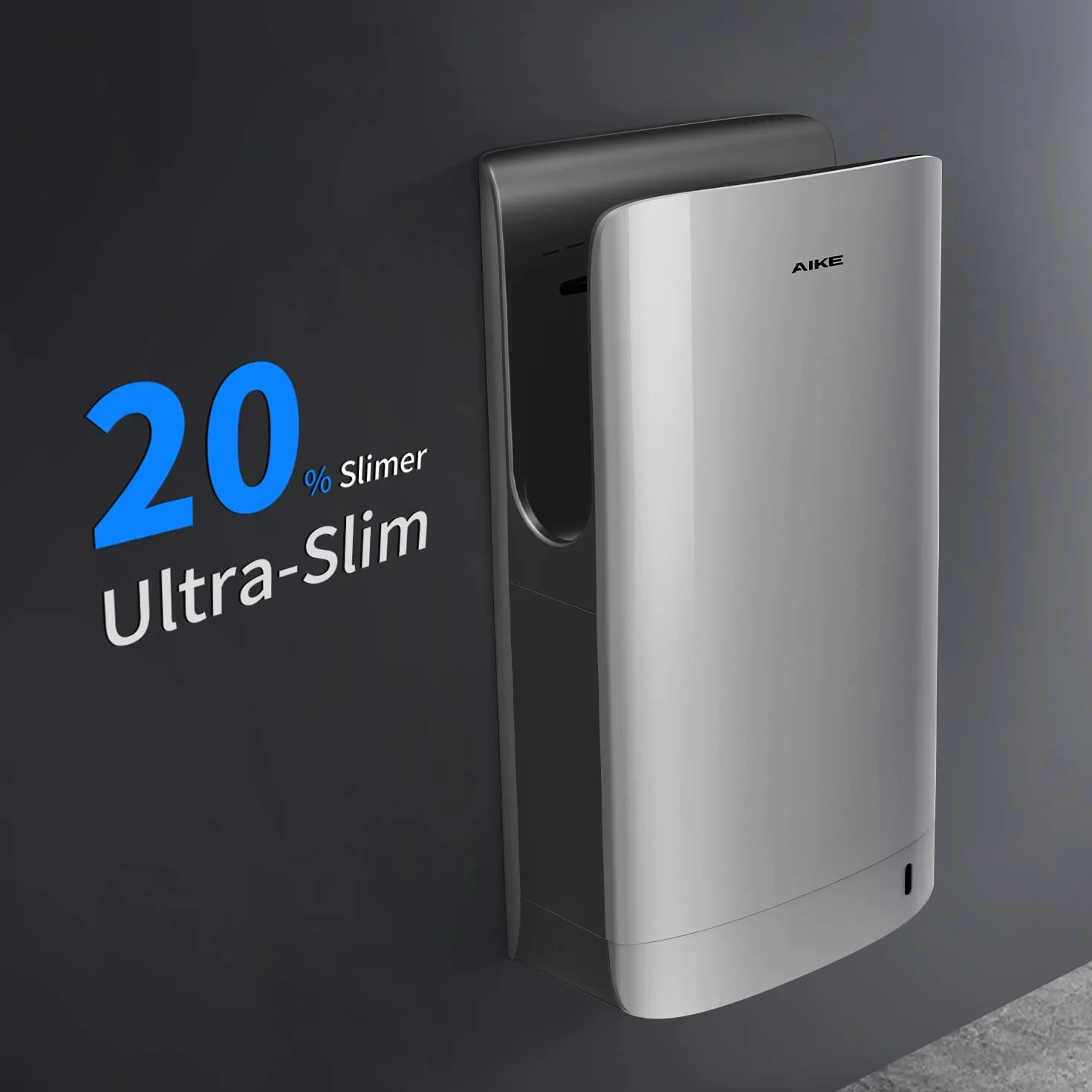 AIKE Łabędź wąska suszarka do rąk z filtrem HEPA, elegancka i estetyczna zakrzywiona konstrukcja do nowoczesnych łazienek, model 220V AK2065