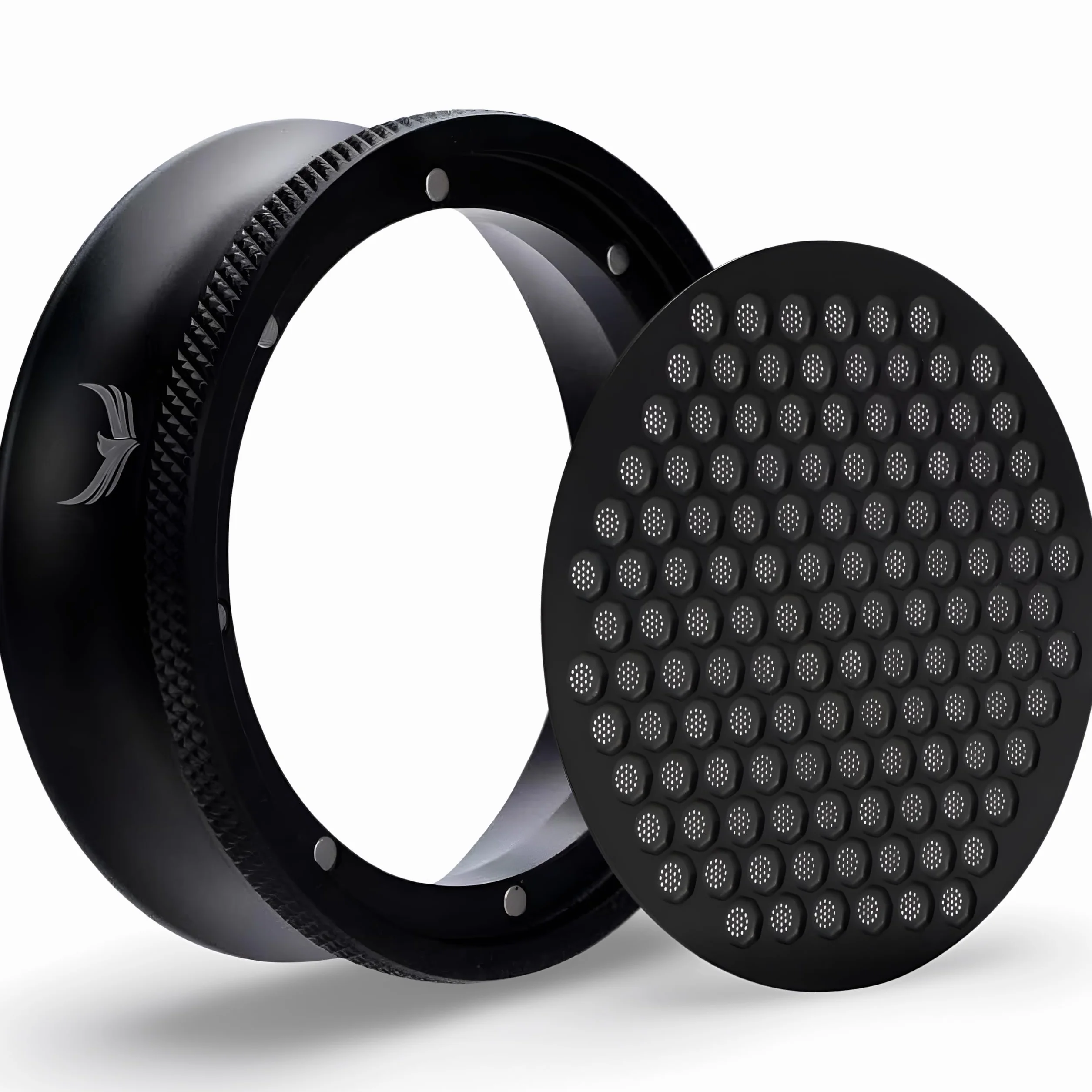 Lejek dozujący i krążek do espresso, zestaw młynka, lejek portafiltrowy (czarny, 58 mm magnetyczny)
