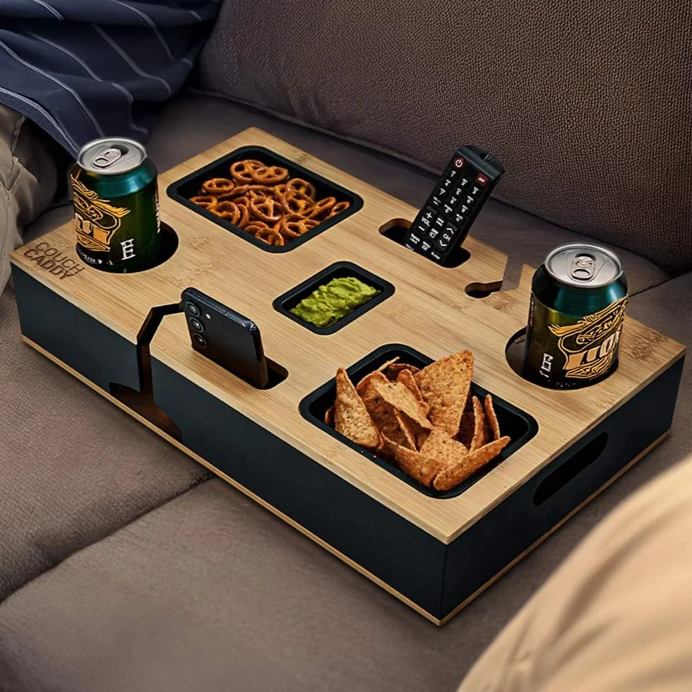 mikamax Sofa Caddy – organizer na sofę na podłokietnik – praktyczne przechowywanie na sofę lub łóżko – czarny