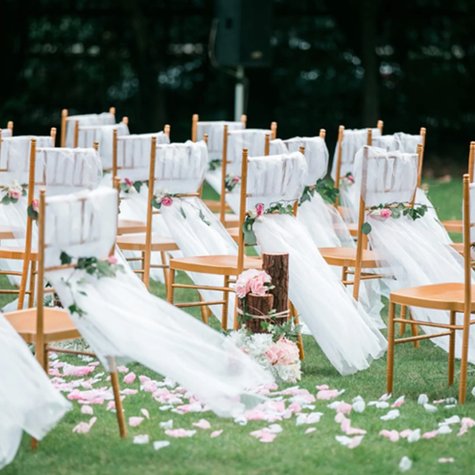 Tiul pokrowiec na krzesło, zestaw 4 szt., przędza mleczna, długi tiul, wysokie pokrowce na krzesło, na wesele, baby shower, dekoracja