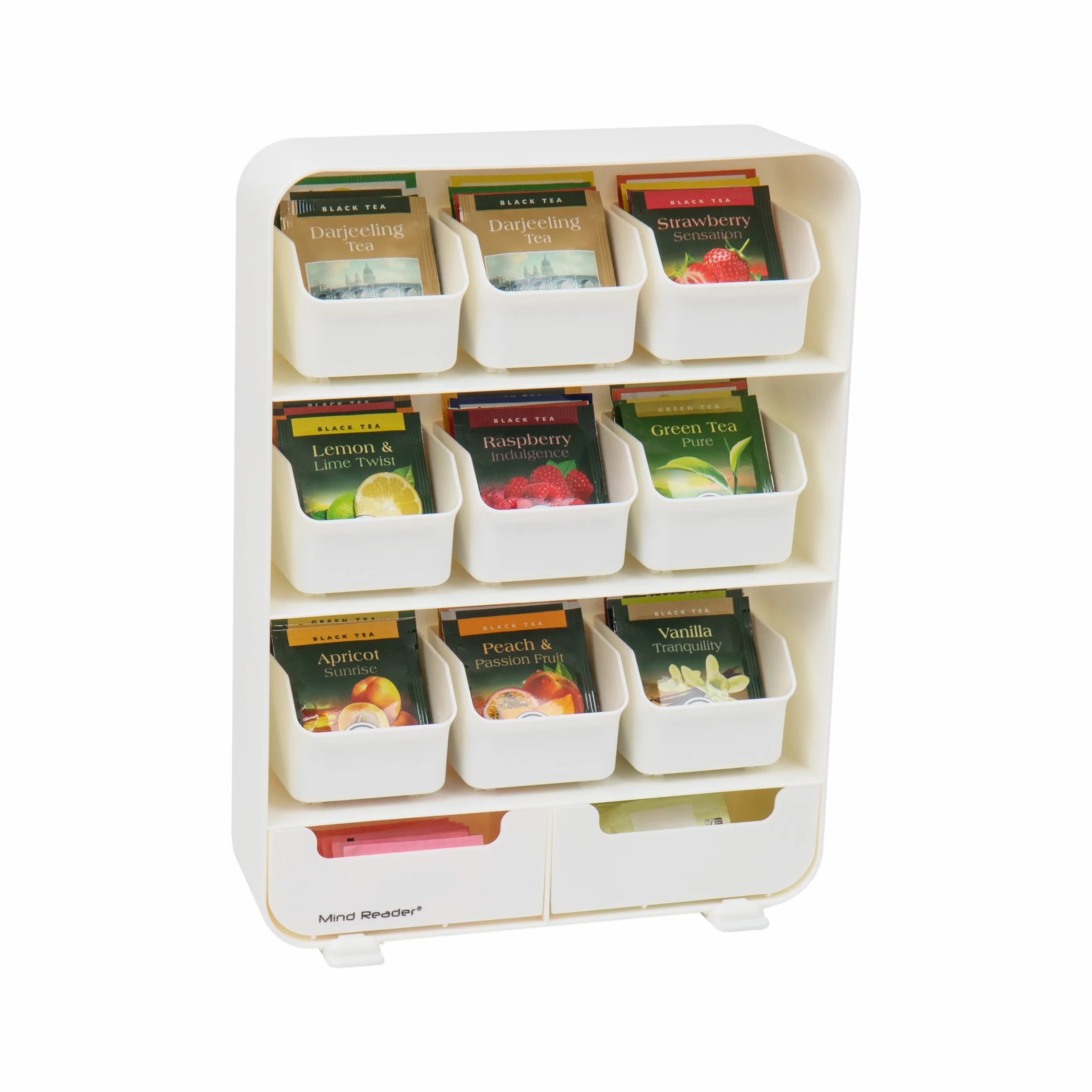 Mind Reader TBORG-WHT organizer do torebki herbaty 26 cm plastik biały