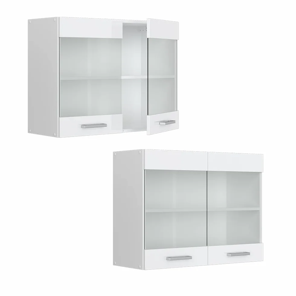 Vicco Szklana szafka kuchenna "R-Line", Biały wysoki połysk, 80 cm