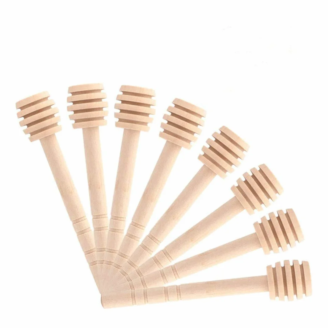 Fdit 50 szt./zestaw domowy drewniany przenośny mini dżemowy miód dipper słoik dozownik zbierania mieszający pręt do mieszania Mino dozowanie Drizzle Miód (10 cm)