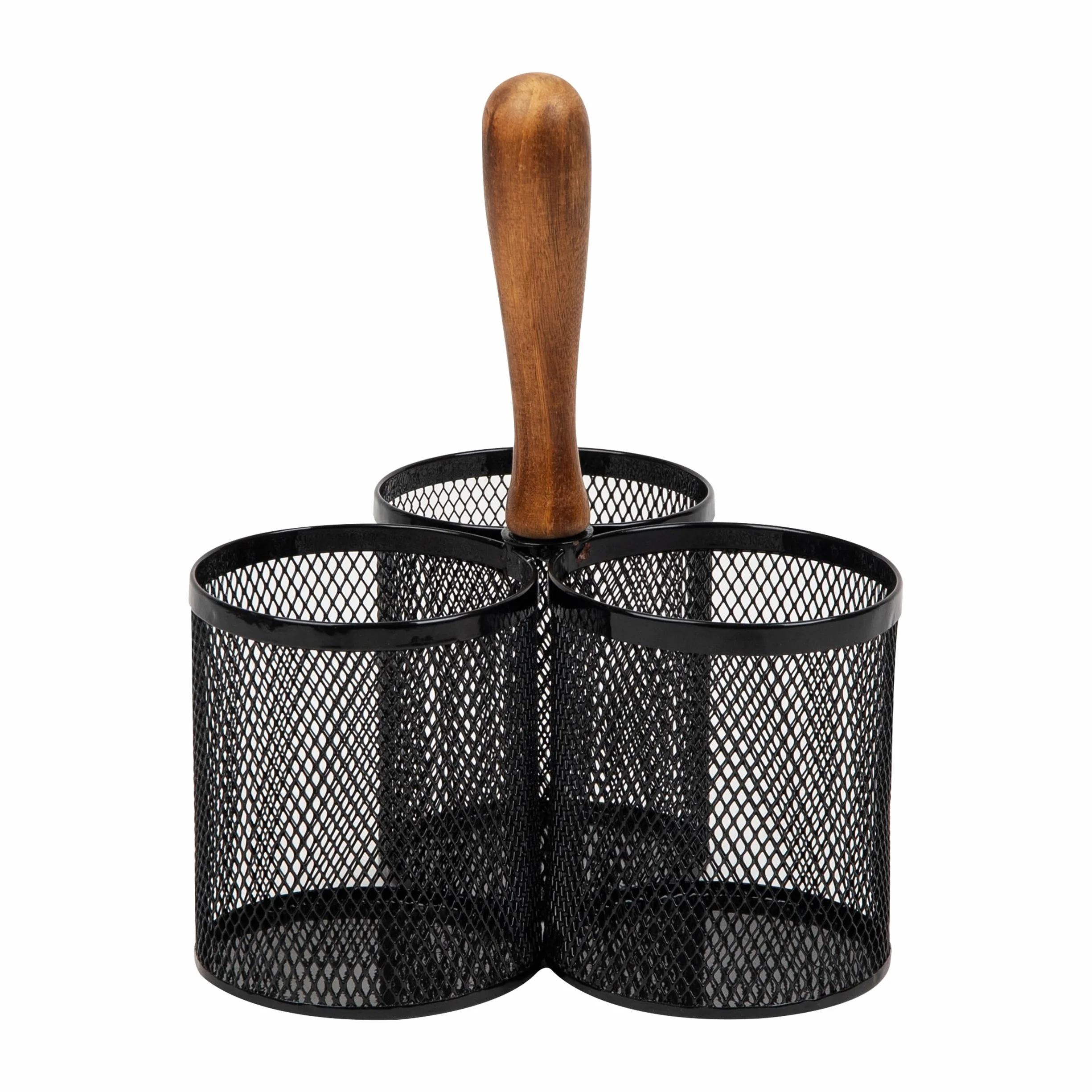 Mind Reader Utensil Holder Silverware Organizer Cutlery Holder Metal Mesh 7.5x7.5x9.75 Inch Black