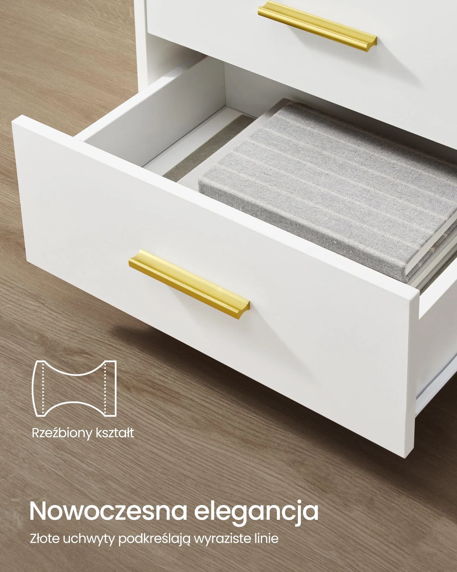 VASAGLE Kolekcja CUSTOS – stolik nocny ze stacją ładującą, zestaw 2 szt., oświetlenie LED, stolik boczny, nowoczesny, z szufladami, 2 gniazdkami sieciowymi i portami USB, kolor Cloud White LET829WB01