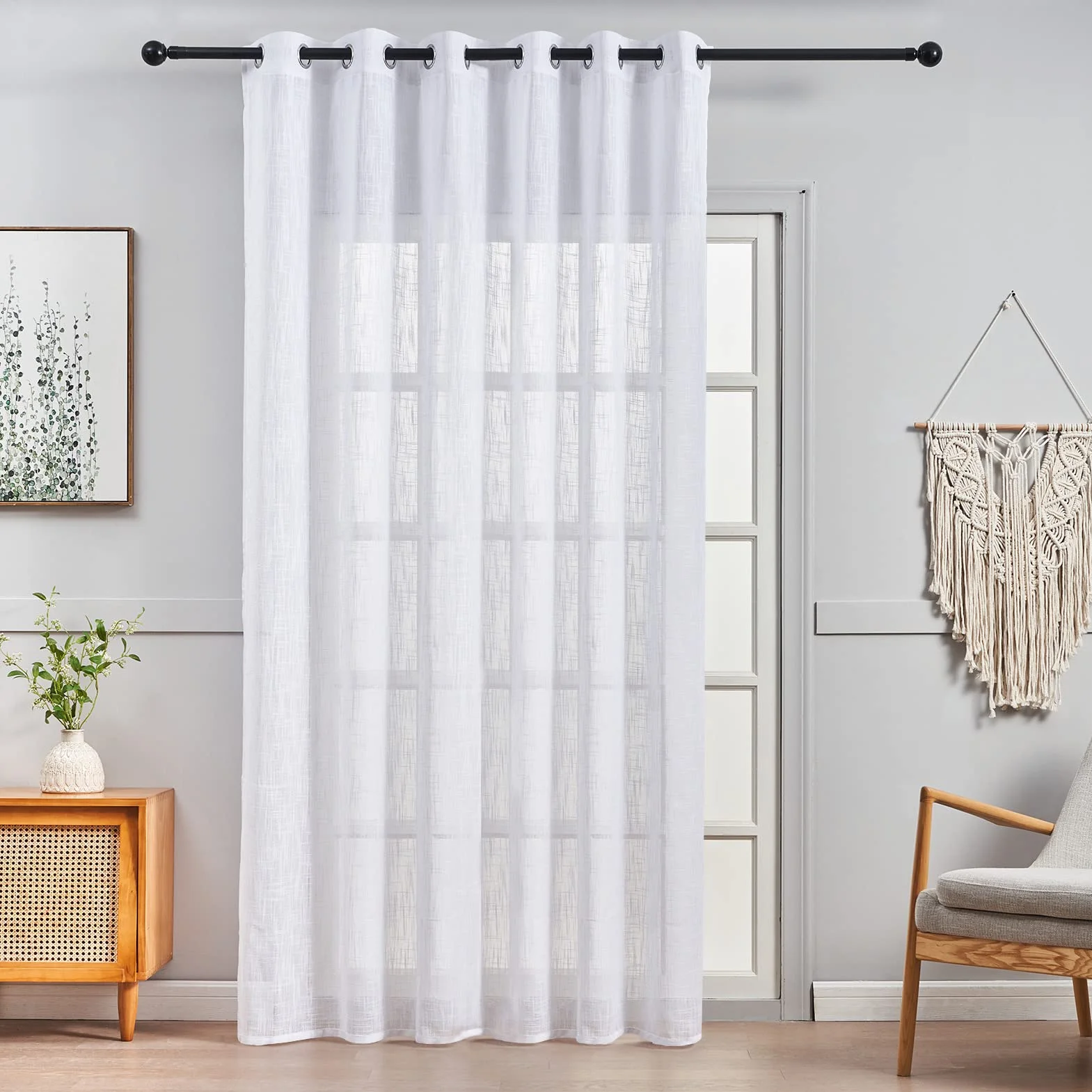 Topfinel Zasłony Półprzezroczyste Zasłony z Woalu z Oczkami Zasłona Biała Zasłony Salon Nowoczesny Len 200x250cm (szer. x wys.) 1 sztuka