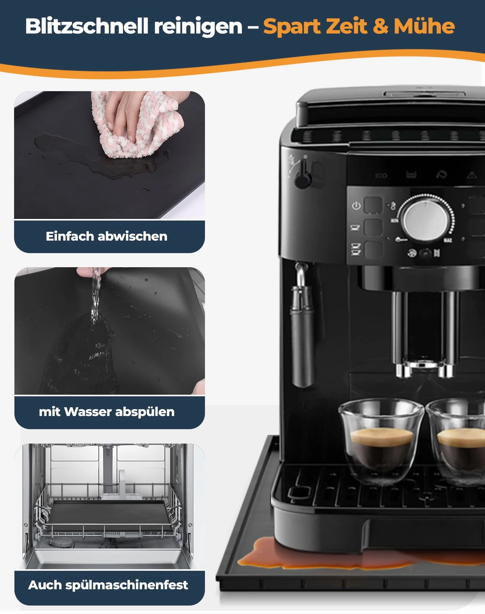 Silikonowa mata do ekspresu do kawy 47x29 cm kompatybilna z De Longhi Magnifica Philips LatteGo