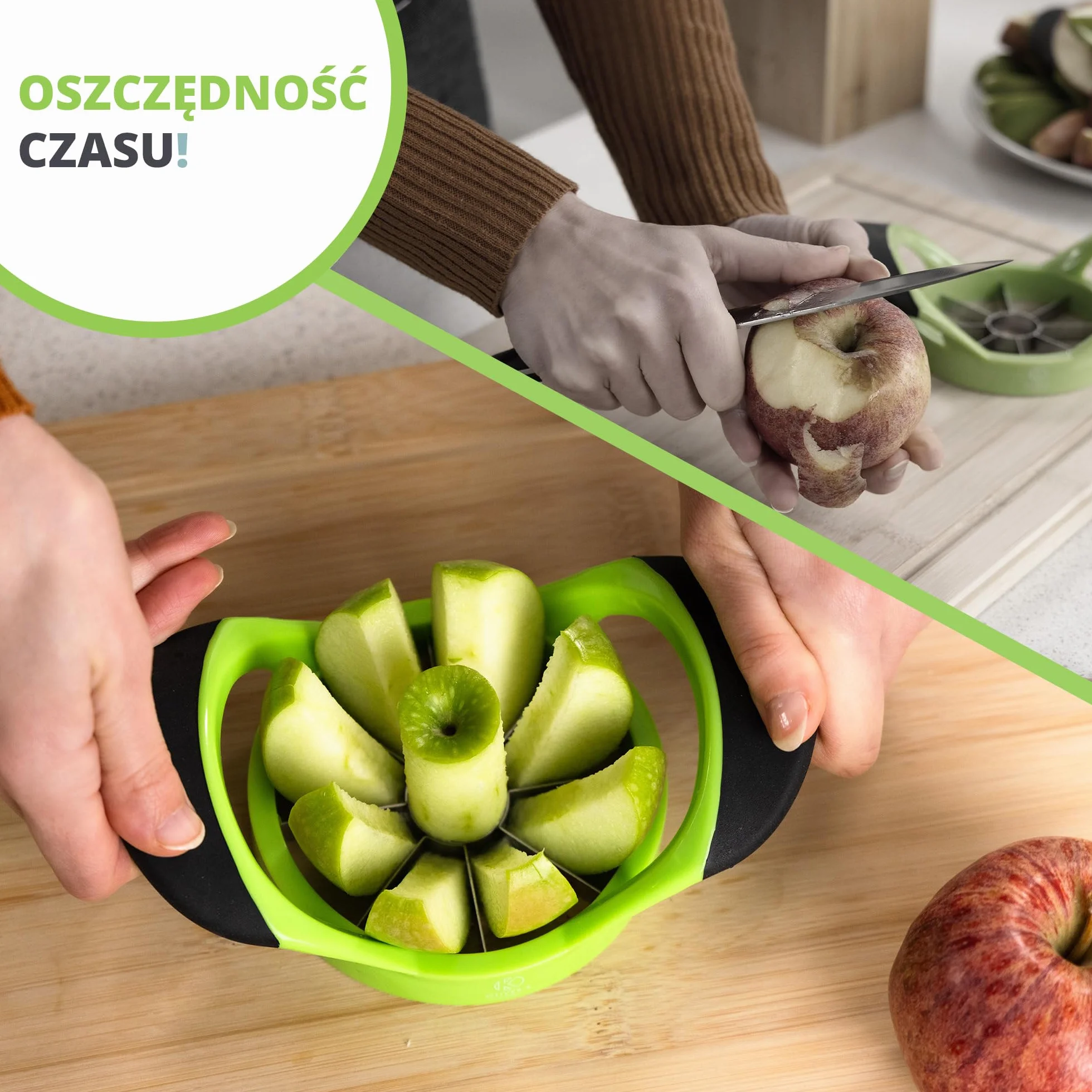 Oliver's Kitchen Wykrojnik i Drylownica do Jabłek – Szatkownica do Warzyw – Krajalnica z Antypoślizgowym Uchwytem