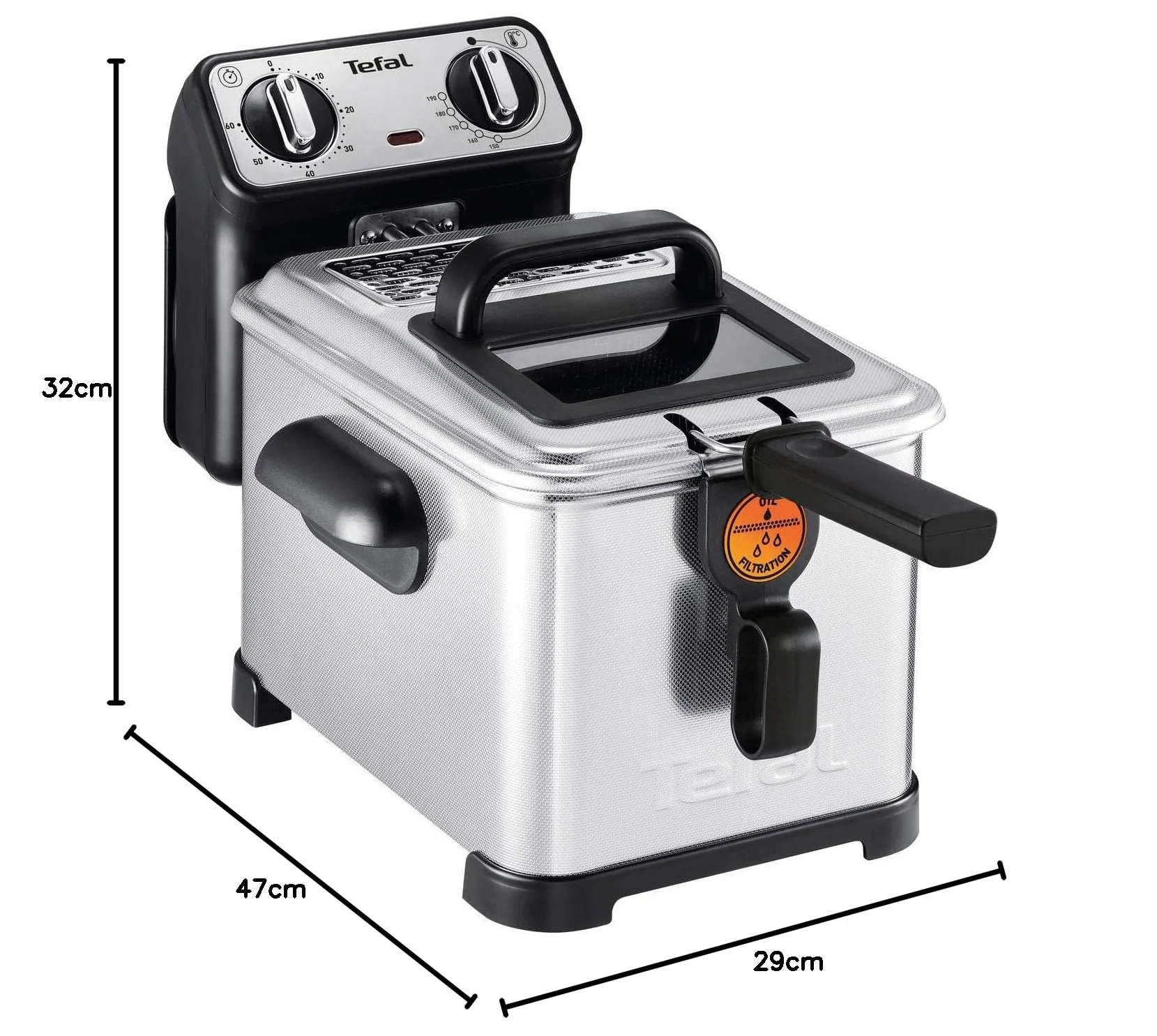 Tefal FR5101 Filtra Pro Inox & Design | 3,0 l | frytkownica premium | 2300 W | półprofesjonalna frytkownica z olejem | system Clean-Oil | izolacja cieplna | Termostat | Timer | stal nierdzewna/czarna