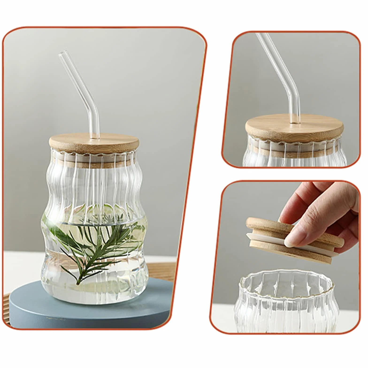 Szklane kubki z pokrywkami i słomkami, 500 ml, szklany kubek z pokrywką i słomką, szklanki do kawy mrożonej, nowoczesne szklanki do smoothie do whisky, napojów gazowanych, herbaty, A 1