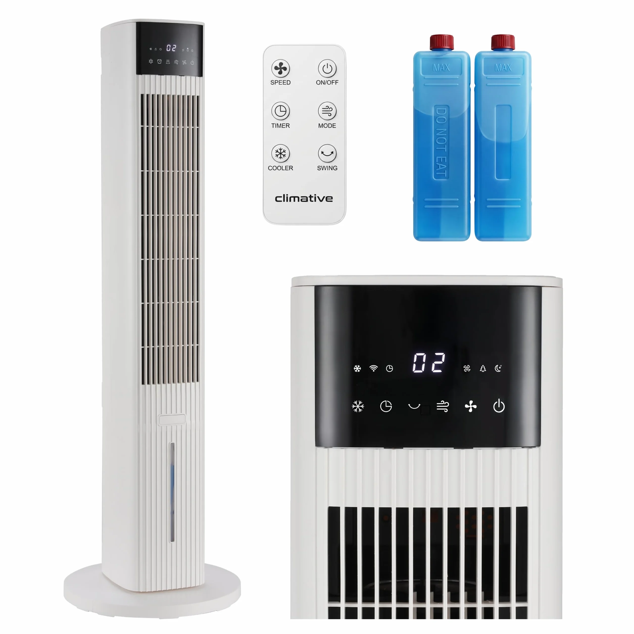 CoolAir Klimator Ewaporacyjny 5L z Chłodzeniem Wodnym - Inteligentny Wentylator Kolumnowy WiFi, Oscylacja 90°, Pilot, 65W - Przenośny Klimatyzator Pokojowy