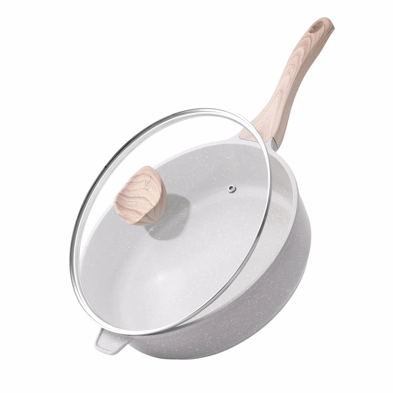 Kordisen 28cm Indukcyjna Patelnia Ceramiczna, Patelnia Nieprzywierająca z Pokrywką, Zdrowa i Nietoksyczna, Bez PFOA i PFAS (Szary)