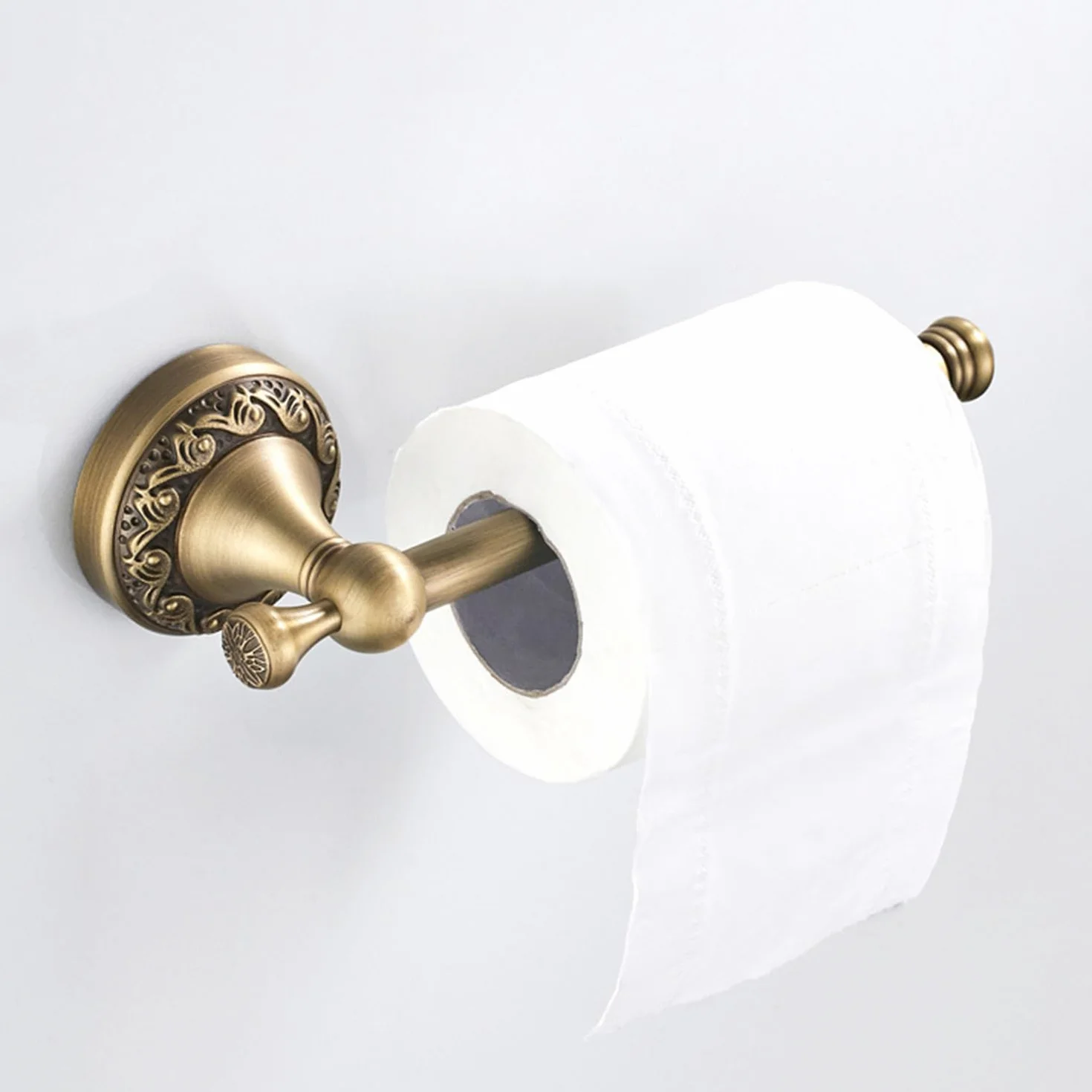 Flybath Uchwyt na papier toaletowy antyczny mosiądz vintage stojak ścienny szczotkowany brąz