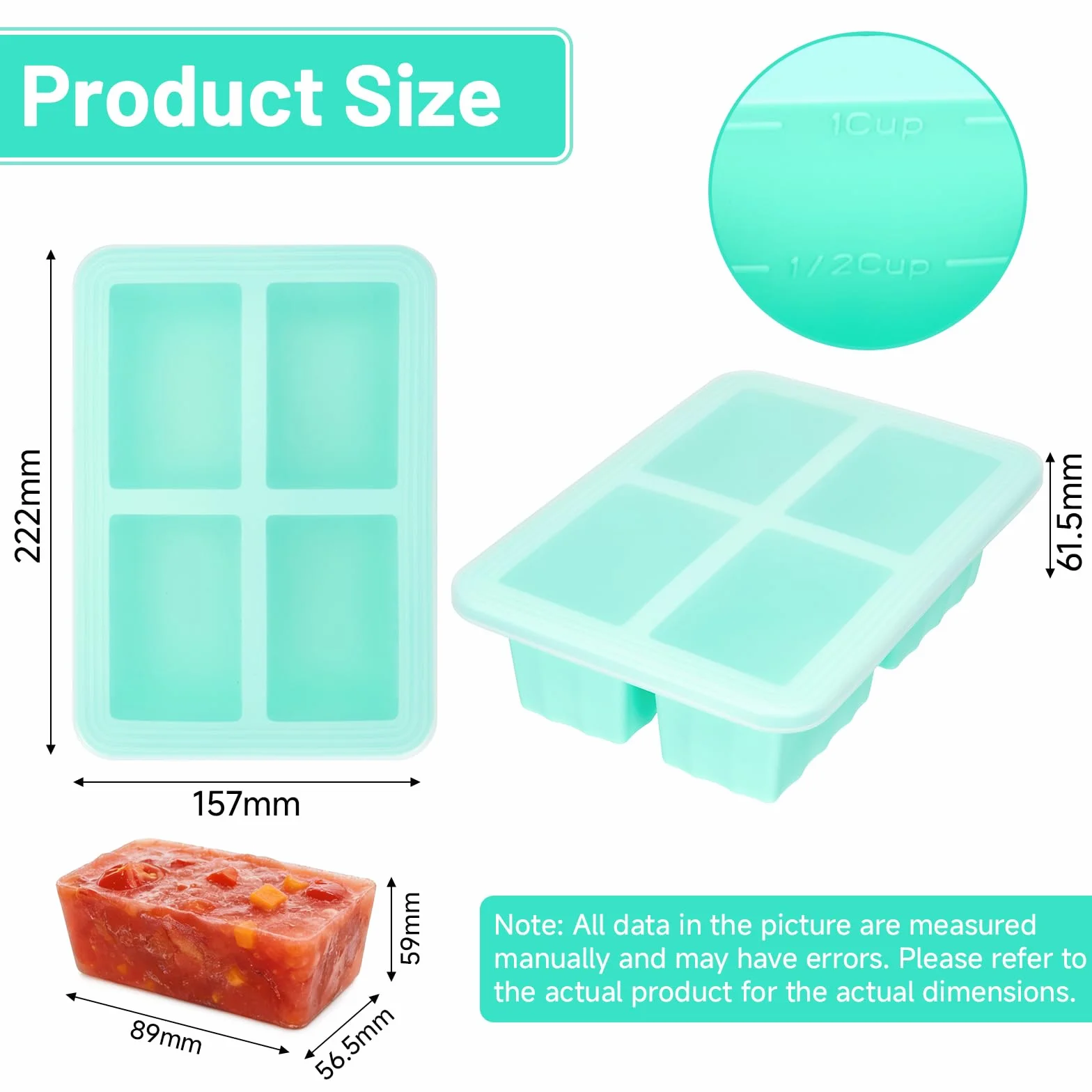 Souper Cubes zestaw 2 pojemników do zamrażania zupy, silikonowych, z pokrywką, nie zawiera BPA, do zamrażarki, do zupy, zamrażarki, kostek lodu do bulionu, sosu, lodów (zielony, 250 ml)