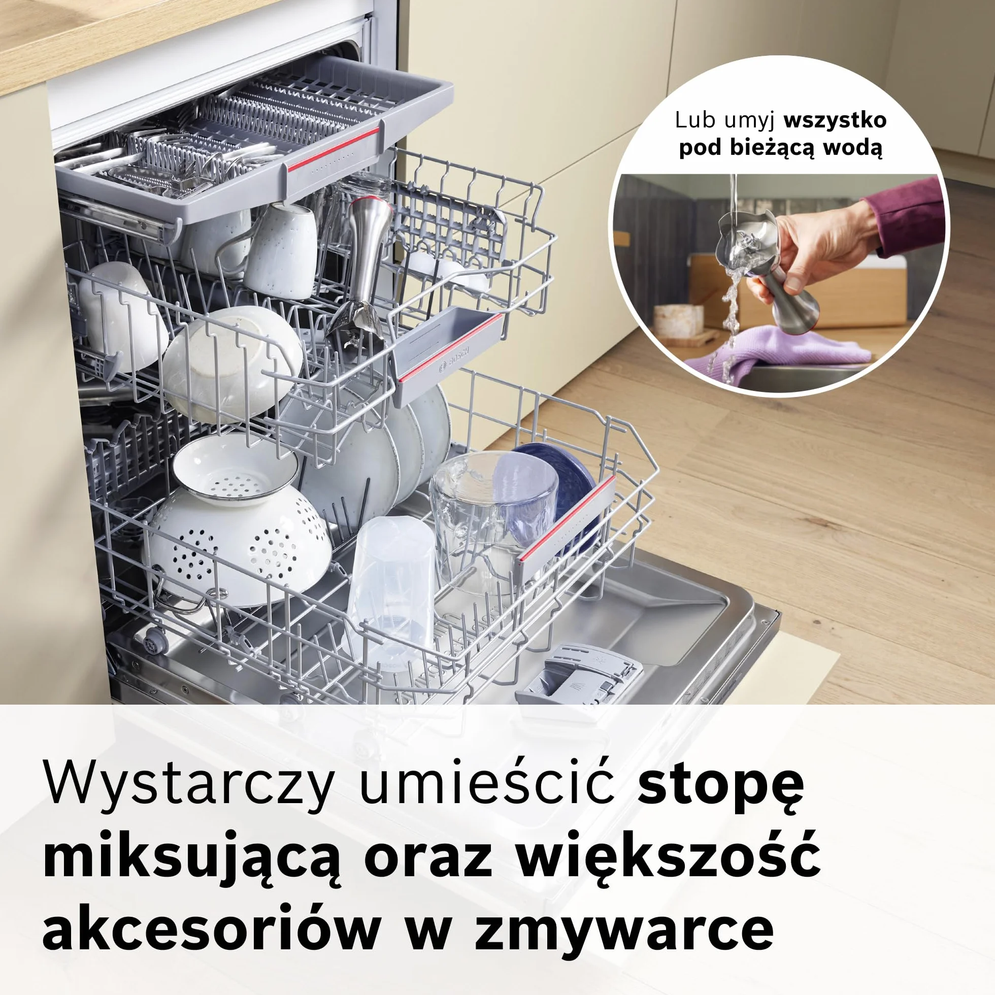 Bosch, blender ręczny, ErgoMaster Serie 8, silnik 1500 W, intuicyjna regulacja prędkości, 6-ramienne ostrze, akcesoria w zestawie, stal nierdzewna, MSM8M934