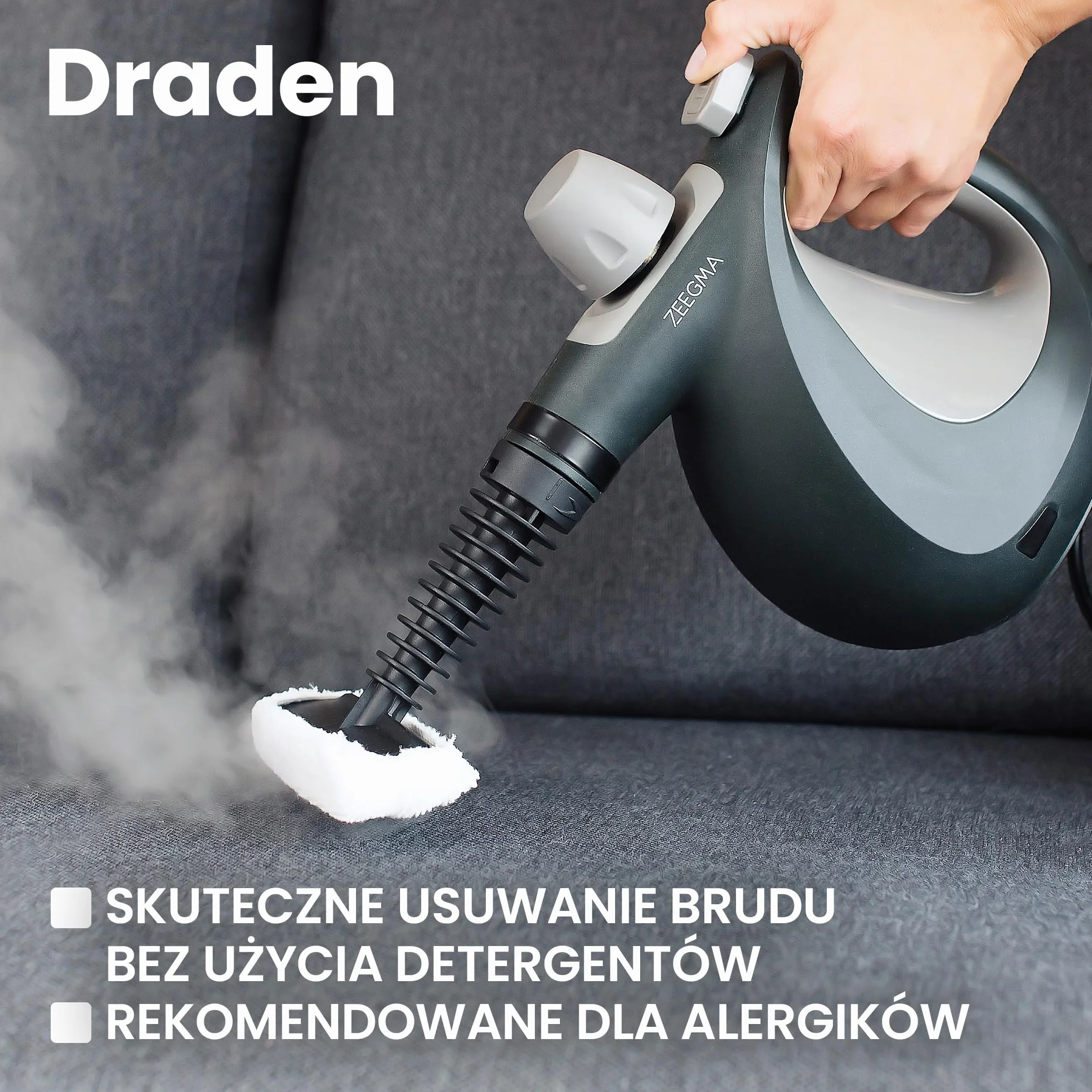 ZEEGMA Myjka Parowa 9 Końcówek IPX4 3 Bary 110°C 30 ml/min