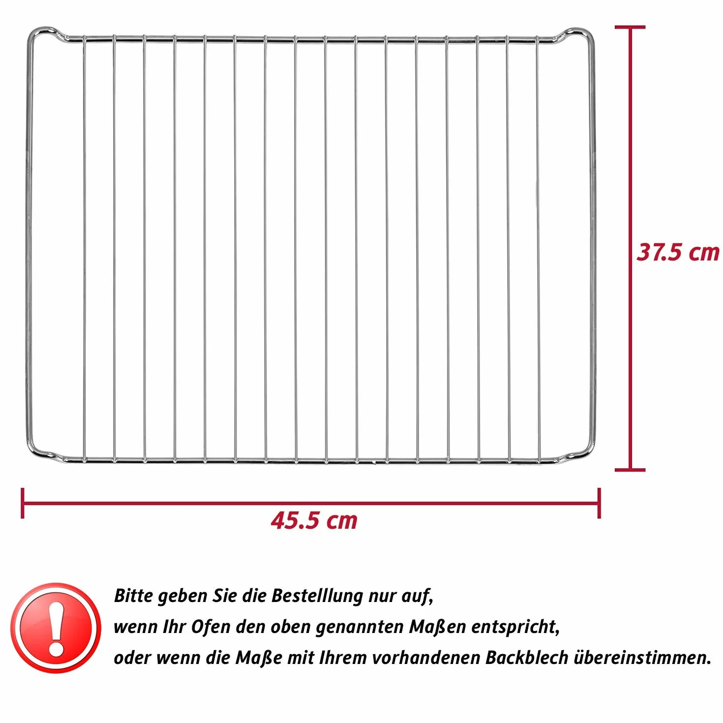 ICQN Kratka 455 x 375 mm, pasuje do Bosch, Siemens, Neff, Constructa, Flavel i Simfer, ruszt do piekarnika, 45,5 x 37,5 cm, kratka do piekarnika, ruszt do grillowania, ruszt do pieczenia, ruszt kratowy