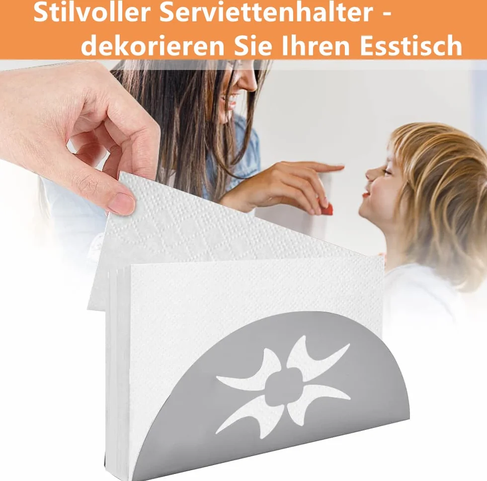 2 sztuki uchwytów na serwetki, stal nierdzewna, metalowy uchwyt na papier stołowy, serwetki, do restauracji, kawiarni, hotelu, stołu, blatu kuchennego, 2 sztuki