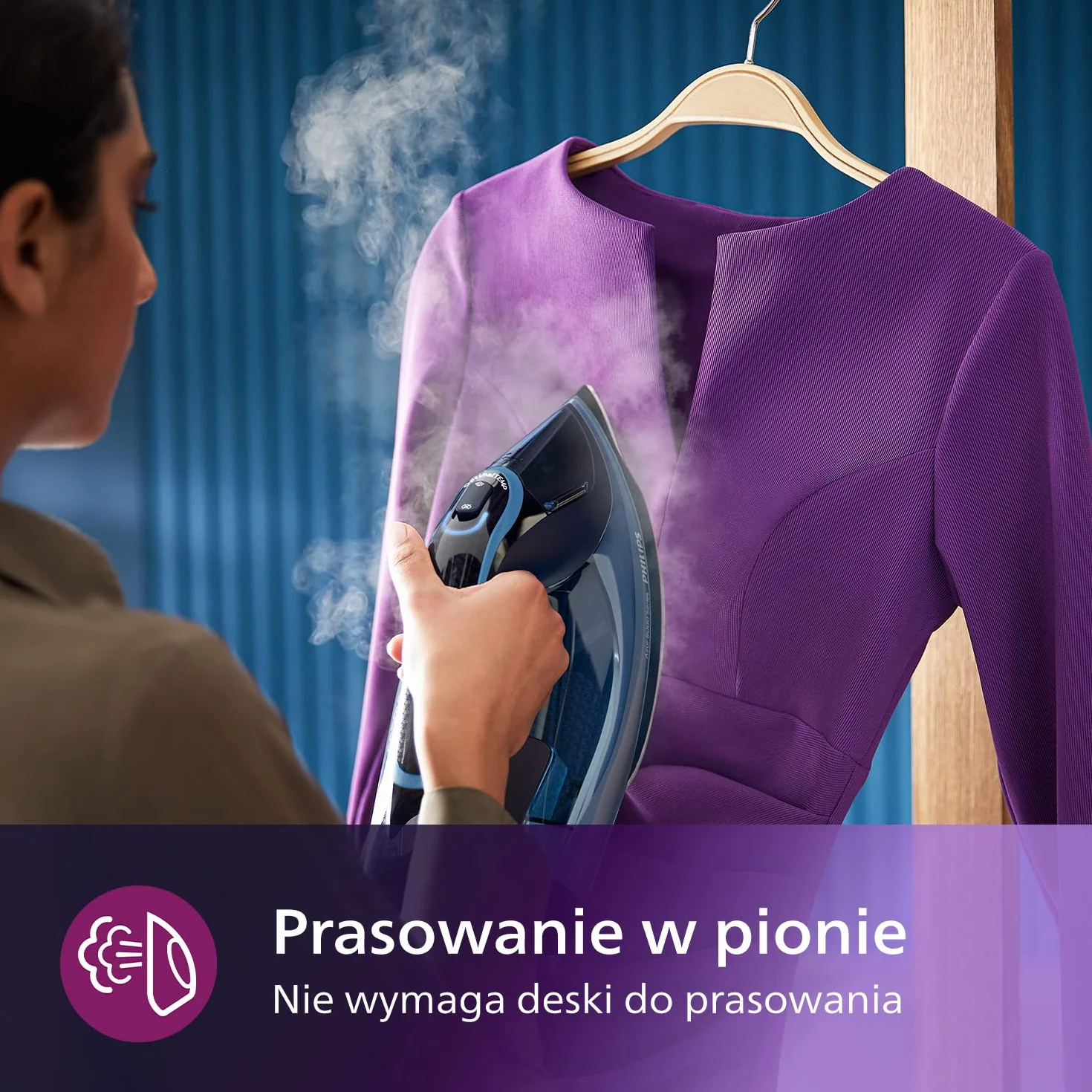 Philips Żelazko Parowe Azur z Serii 8000-55 g/min Ciągłej Pary, 240 g Steam Boost, 3000 W, Technologia OptimalTEMP, SteamGlide Elite, Light Blue (DST8020/20)
