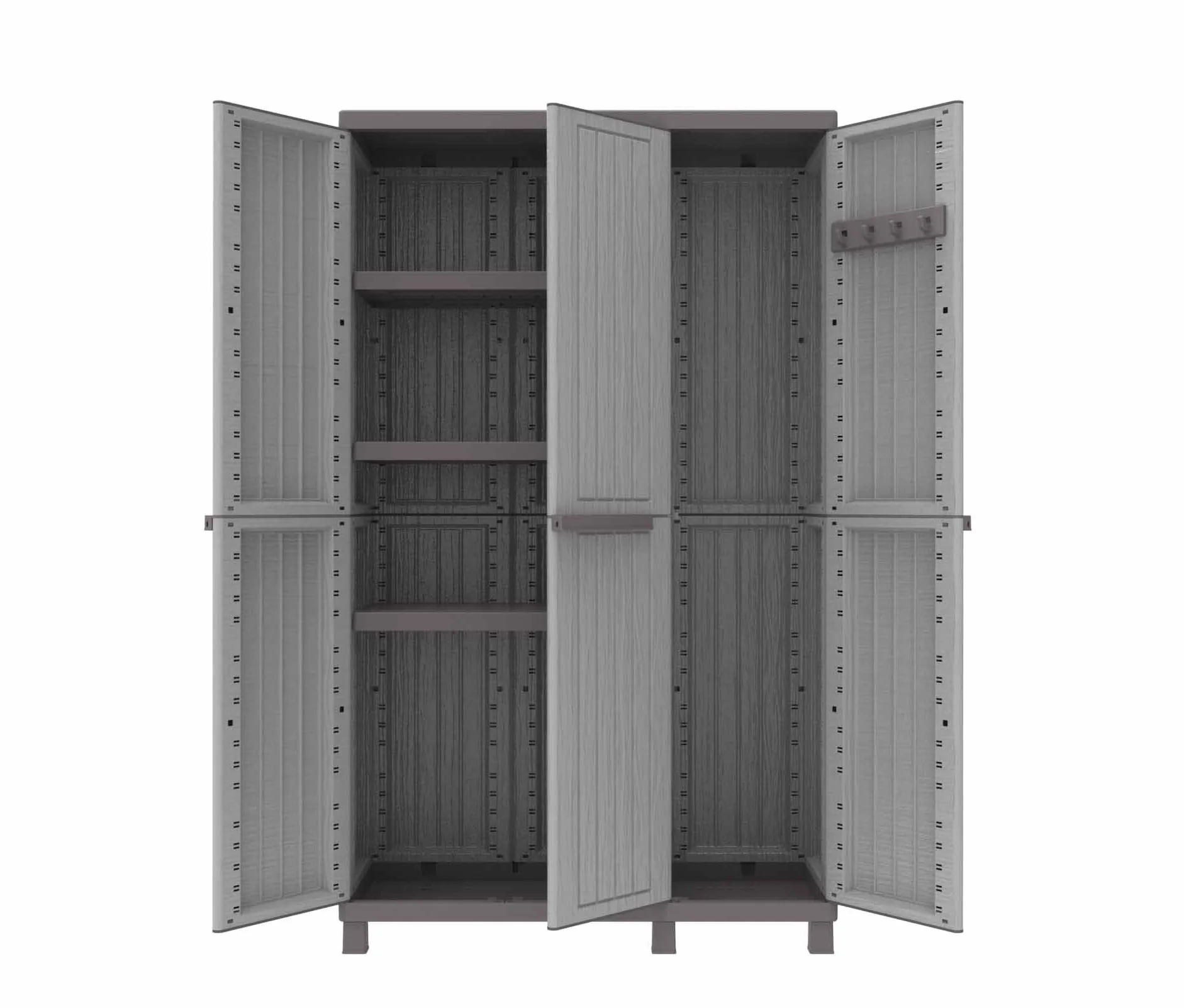 Terry, C-Wood 102a, wielofunkcyjna szafka z trzema drzwiami o wyglądzie drewna, 2 oddzielne wnętrza, do wewnątrz i na zewnątrz – 102 x 39 x 170 cm