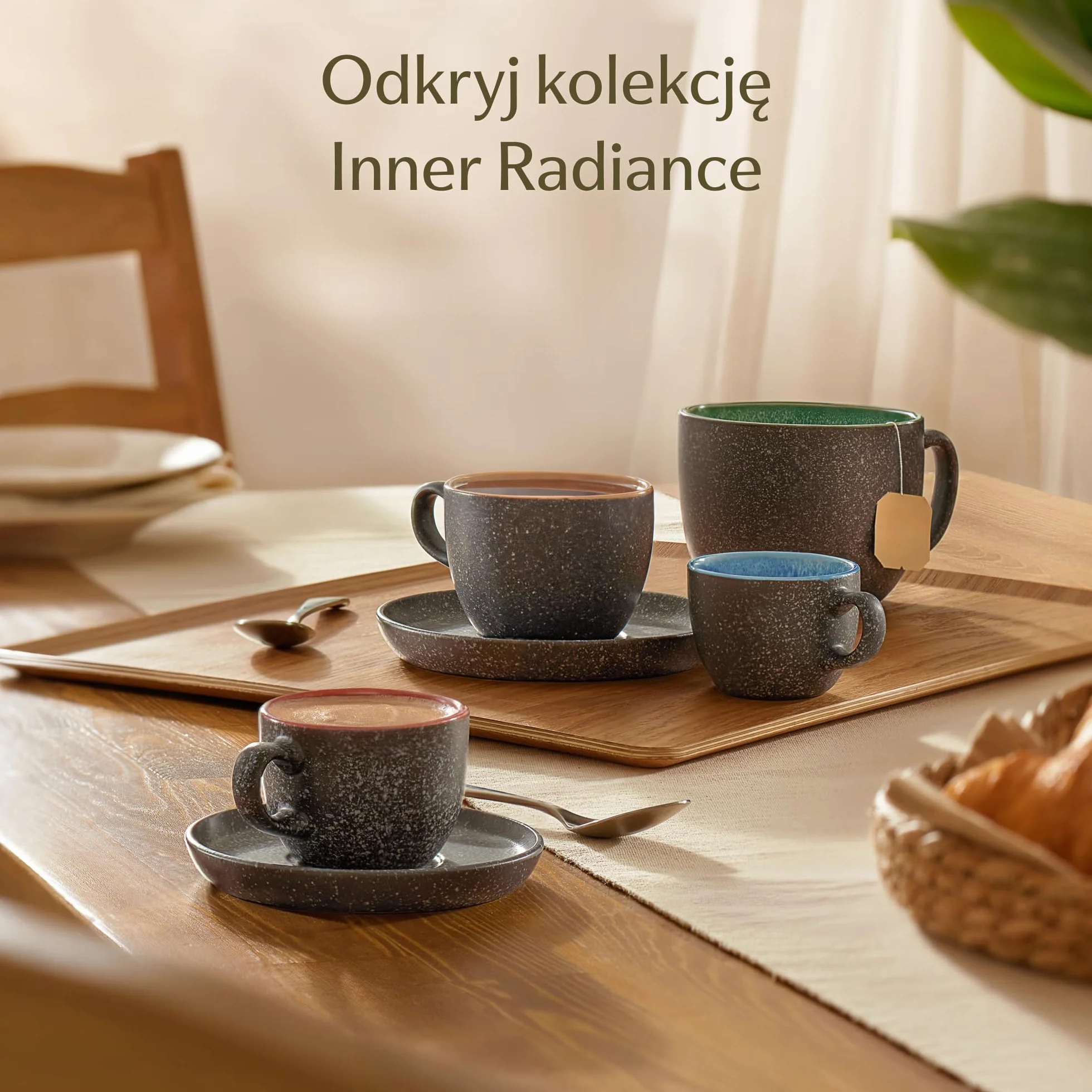 Cosumy Zestaw Kubków do Kawy - 4 x 350 ml / 8 uncji - Kubki Ceramiczne – Grube Kamionkowe Naczynia z Reaktywnym Szkliwem Ręcznym - Długie Utrzymanie Ciepła (Kolorowy)