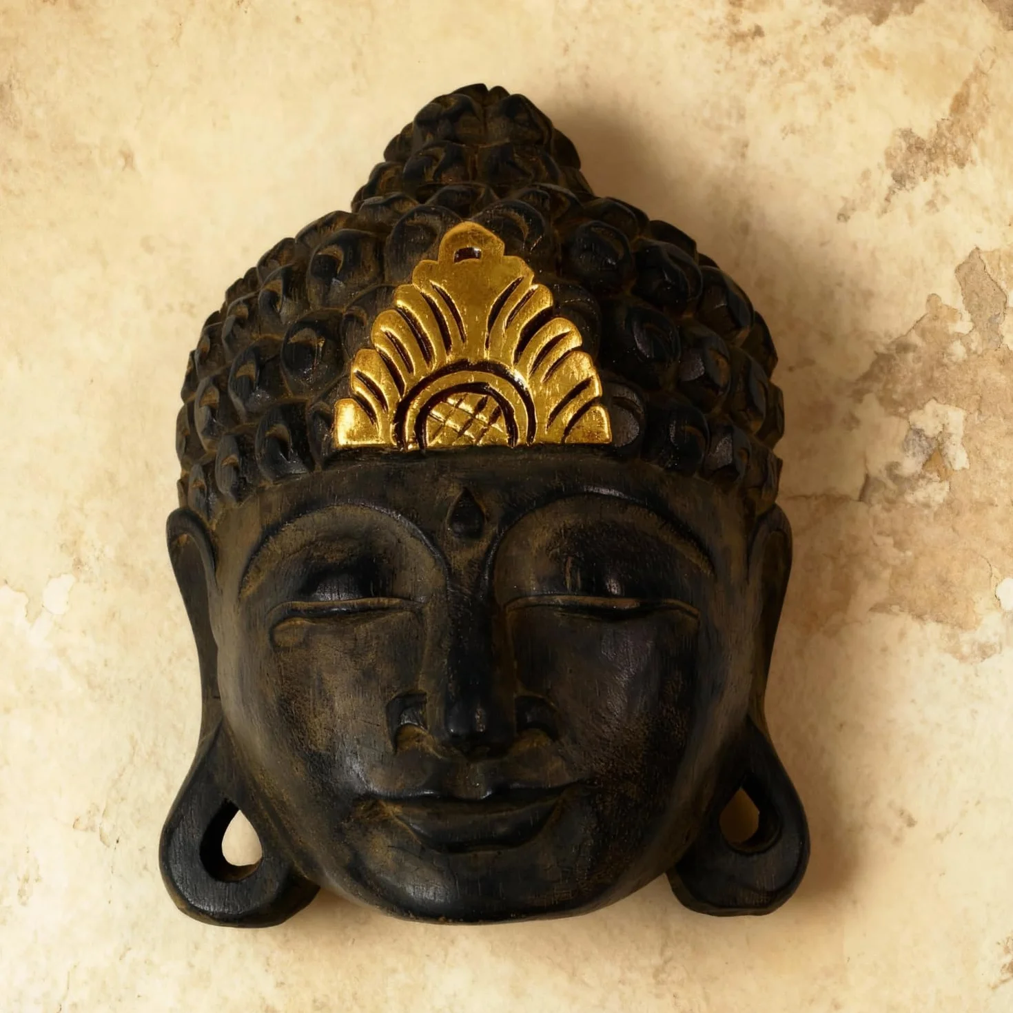 GURU SHOP Maska Budda ze złotą ozdobą w 3 rozmiarach, rozmiar: 43 cm, Budda