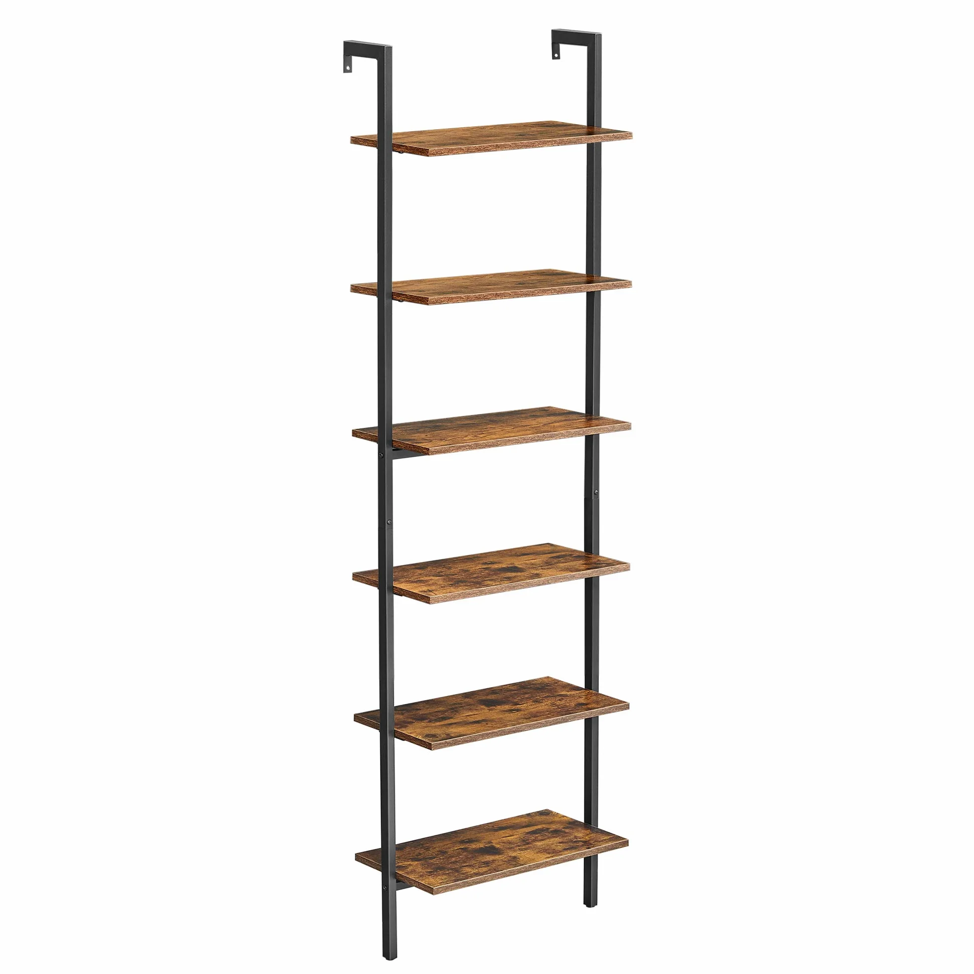 VASAGLE Półka stojąca podłogowa, regał, 6 półek, półka drabinkowa, do przechowywania książek, dekoracja, sypialnia, salon, biuro, 60 x 30 x 204,8 cm, vintage brązowo-czarny LLS103B01
