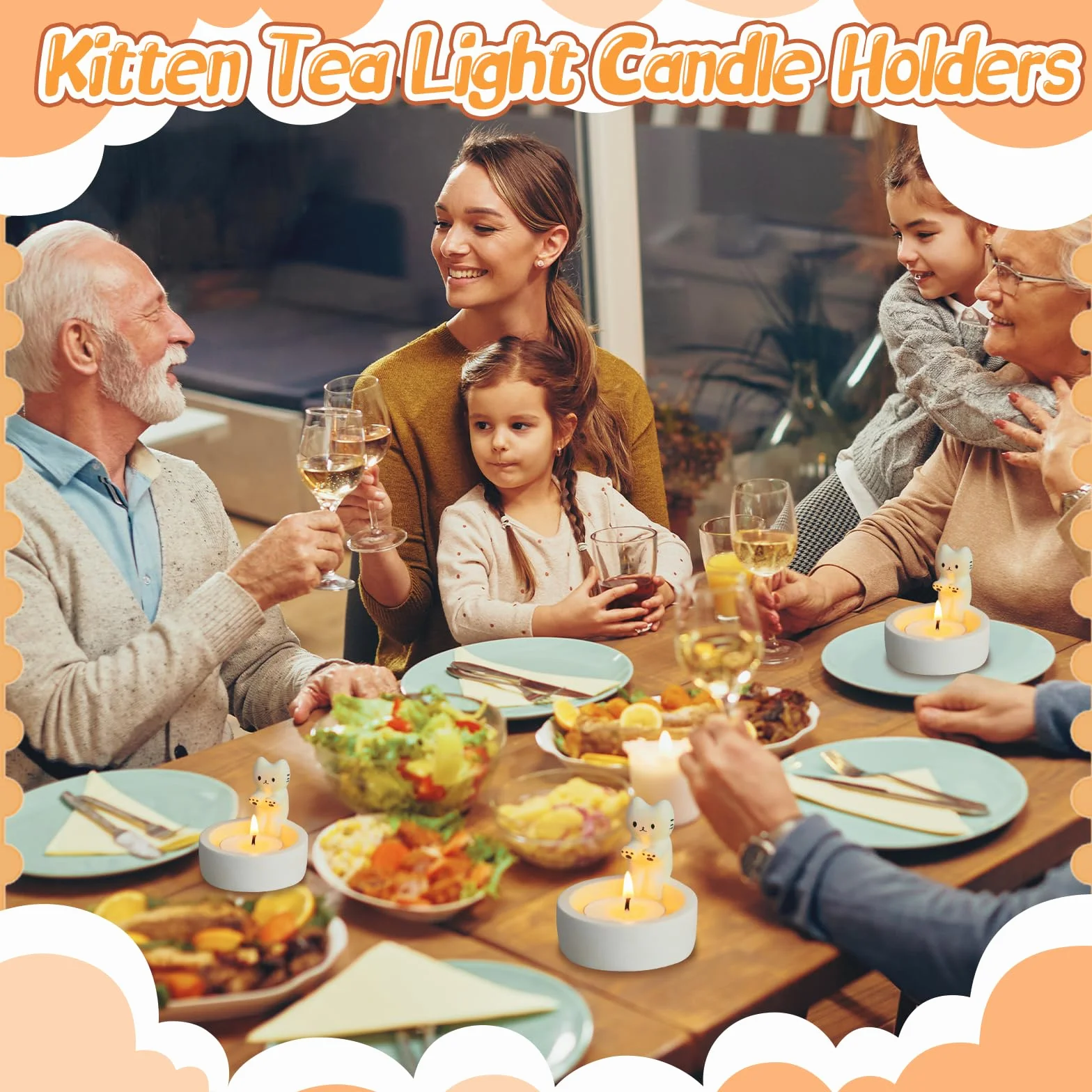 Yizemay Świecznik z motywem kota, Świecznik na świeczki typu tealight z motywem kota, Dekoracyjny kot, Słodkie prezenty dla miłośników kotów, Dekoracja stołowa do salonu, sypialni