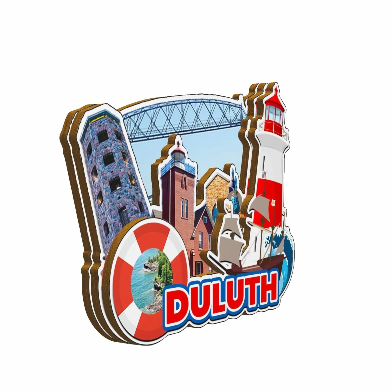 Duluth Minnesota USA magnes magnes na lodówkę drewniane zabytki 3D podróż kolekcjonerskie pamiątki dekoracja ręcznie robiona -2776