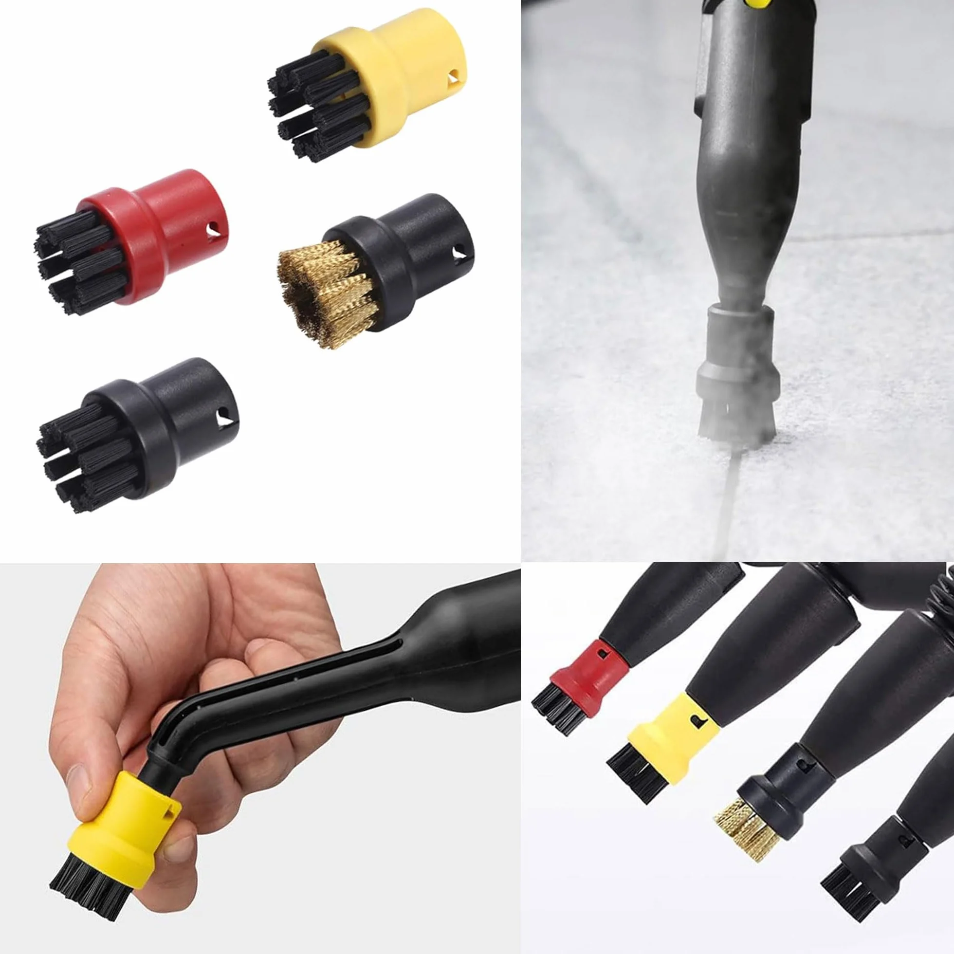 Zestaw 6 okrągłych szczotek, okrągła szczotka, części zamienne, akcesoria do czyszczenia parowego dla Kärcher, kompatybilne z Kärcher SC1 SC2 CTK10 SC3 SC4 SC5 SC7