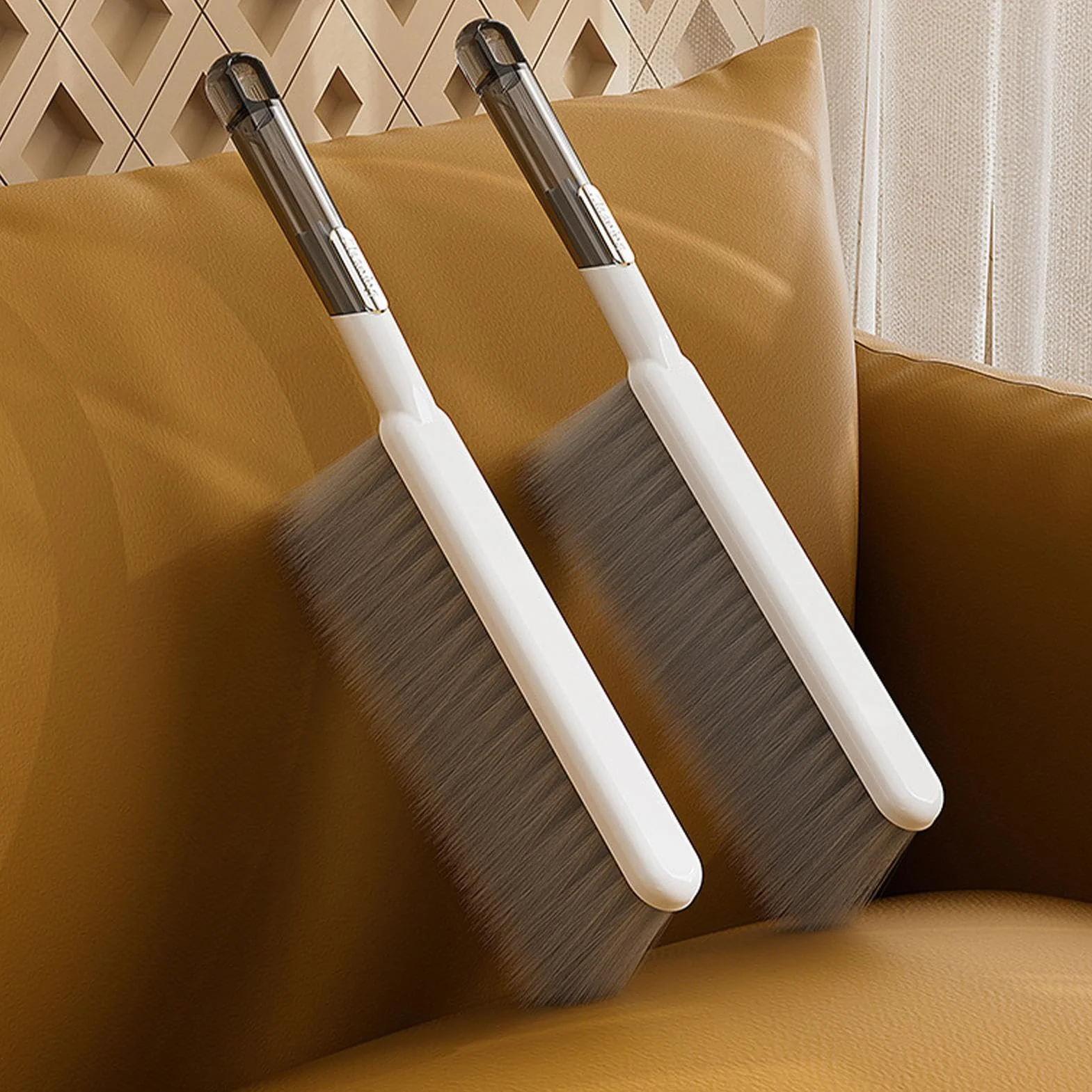 Bed Cleaning Brush, Soft Bristle Hand Broom Household Cleaner, 14.2x1.2x3.5 inches Compact Counter Duster Brush for Sofas, Bed Sheets, Carpets, Clothes and Car Interior