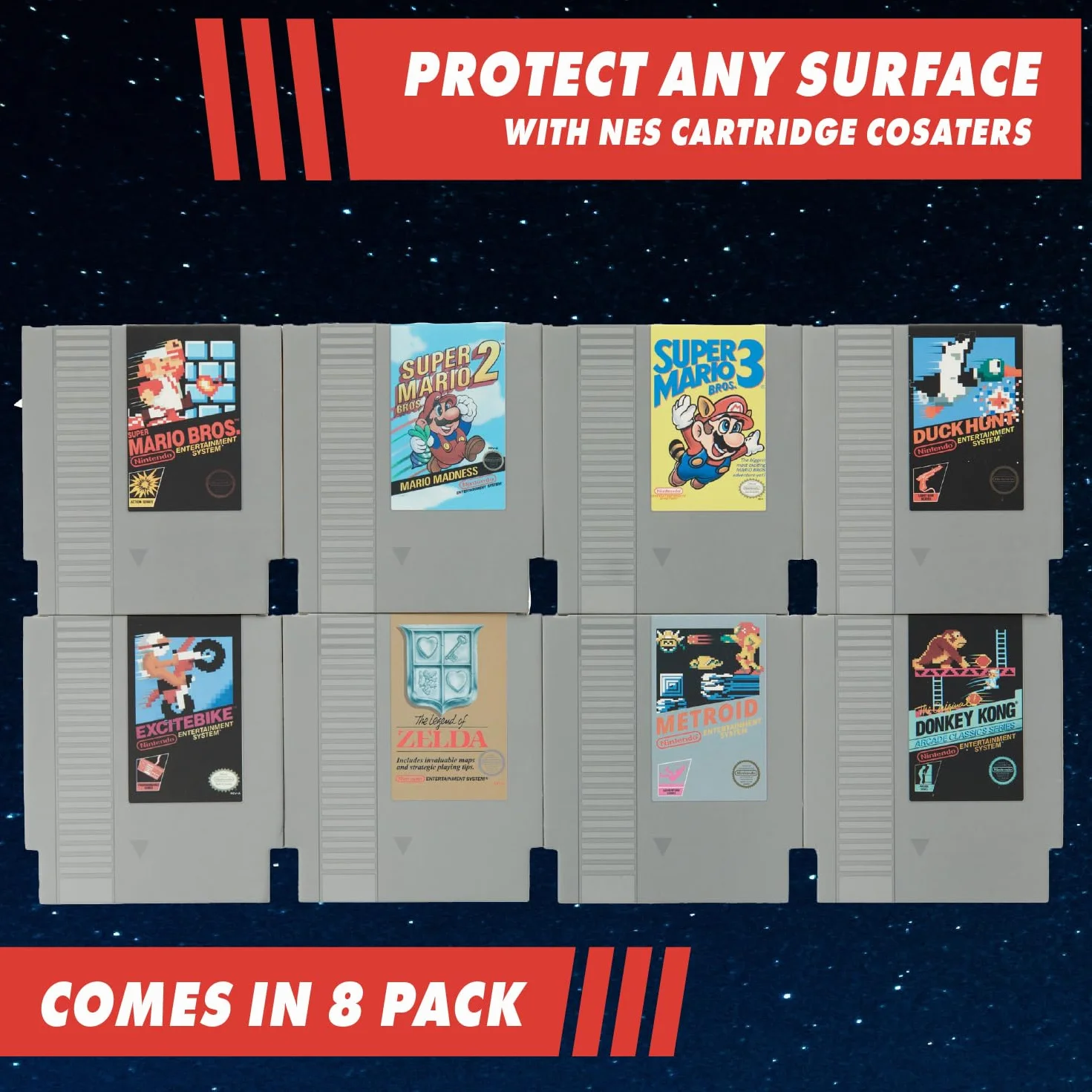 Paladone PP3931NN Nintendo NES podkładki pod napoje – zestaw 8 sztuk, wielokolorowe, 9 x 1 x 10 cm