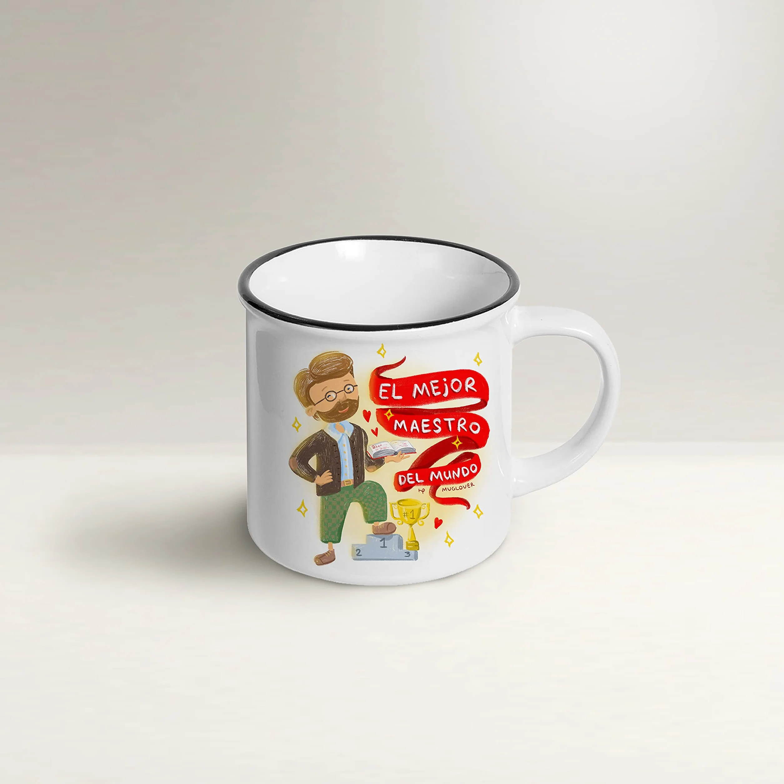 Miłośnik kubek - El Mejor Maestro del Mundo (ESPAÑOL) - Pomysł na prezent taza, tarjeta de felicitación z sobre y bolsita de organza